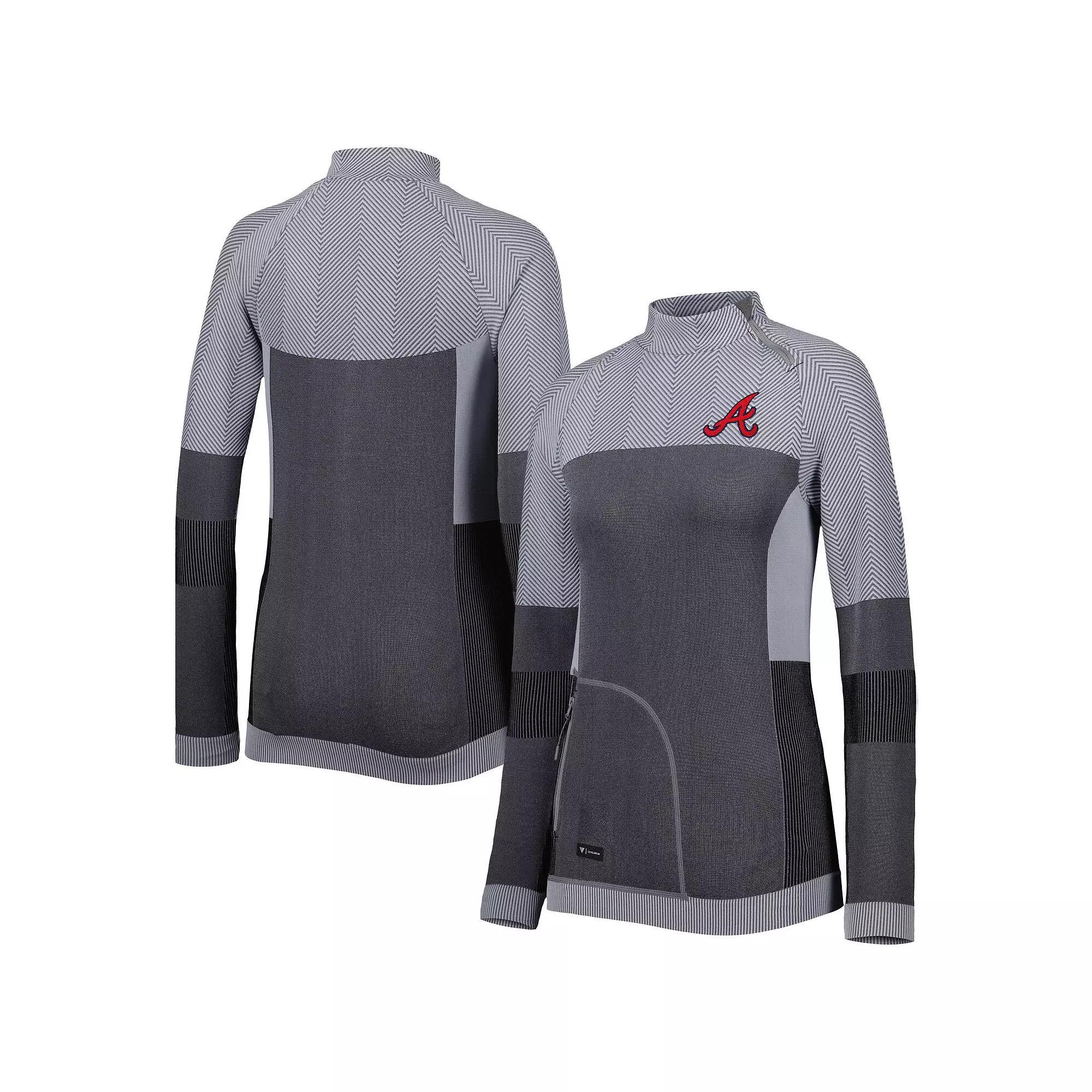 Women's Levelwear Charcoal Atlanta Braves Verse Asymmetrical Raglan Tri-Blend Quarter-Zip Jacket, Size: Small Product Image