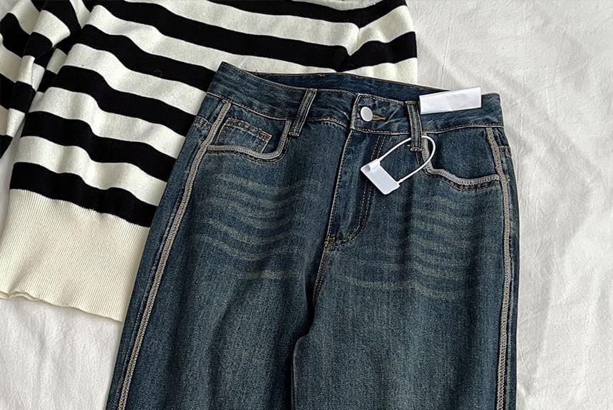 High Rise Washed Wide Leg Jeans Product Image