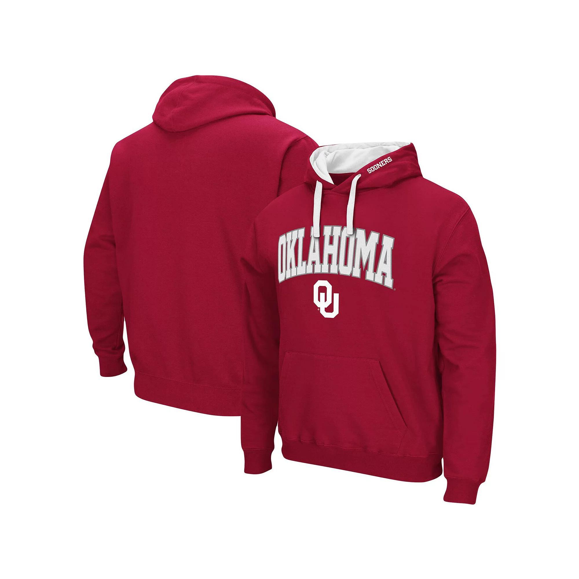 Men's Colosseum Crimson Oklahoma Sooners Big & Tall Arch & Logo 2.0 Pullover Hoodie, Size: 3XLT, Red Product Image