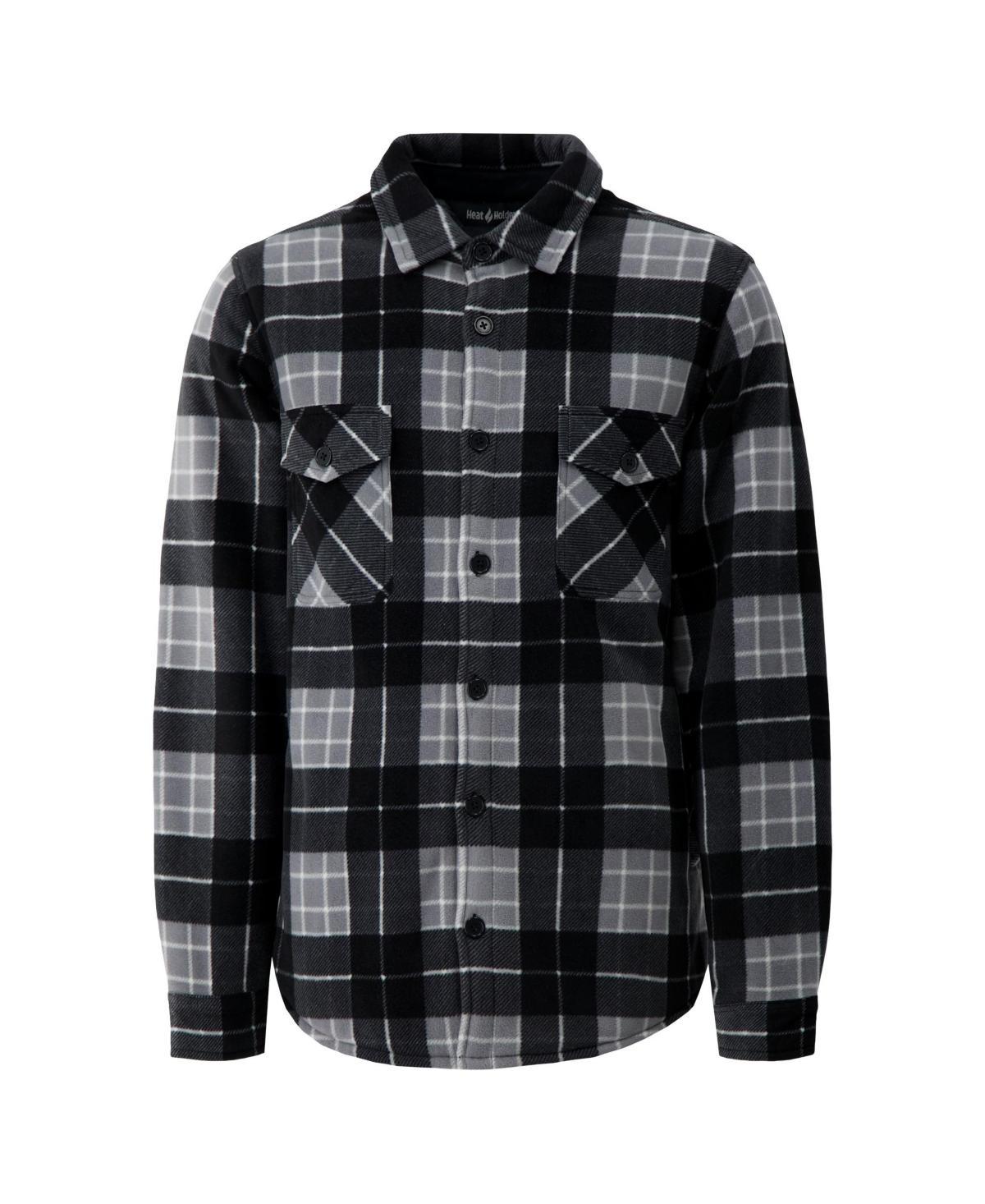 Men's Heat Holders Heatweaver Lined Fleece Shirt Jacket, Size: Small, Gray Black Product Image