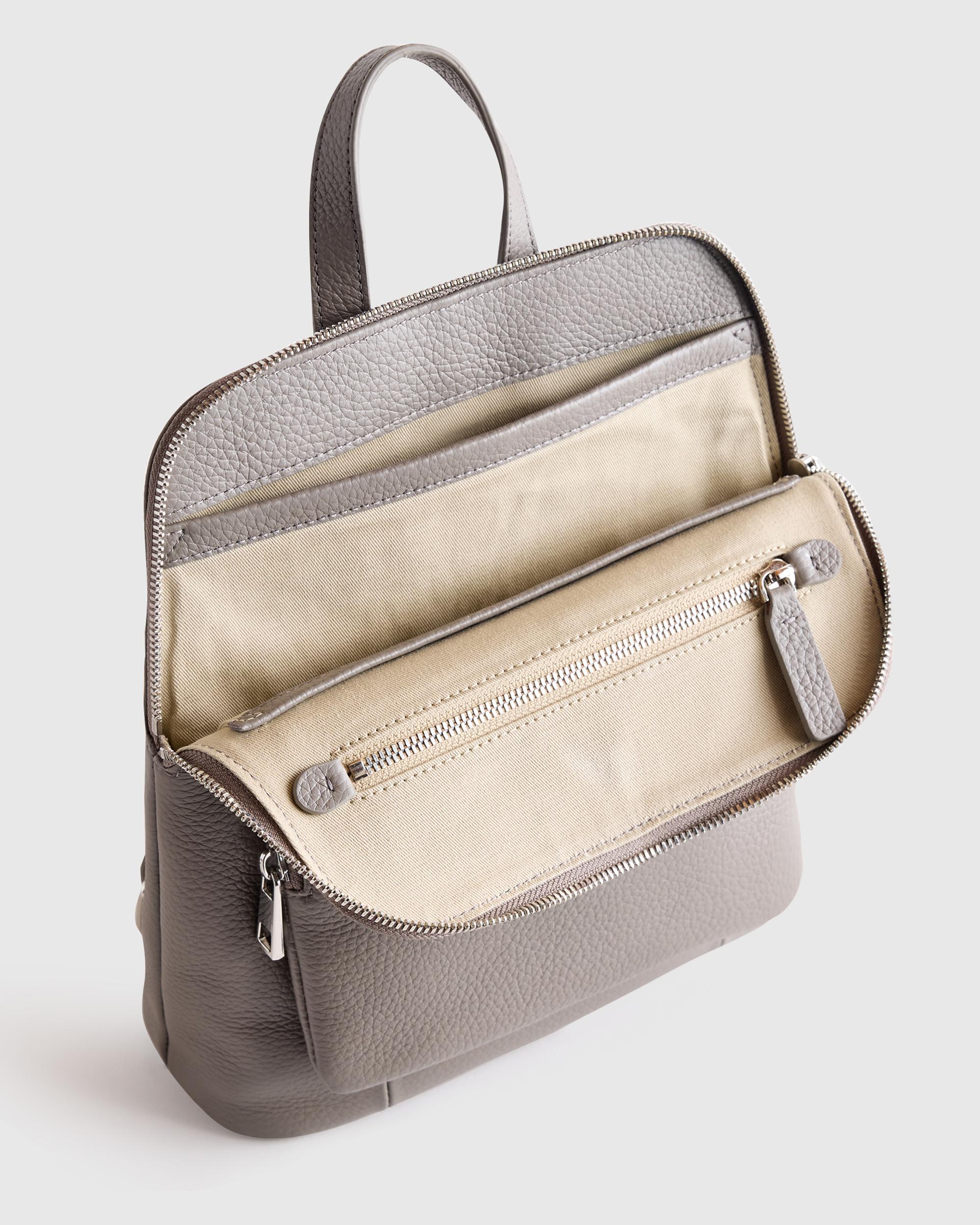 Quince | Women's Italian Leather Mini Convertible Backpack in Mink Product Image