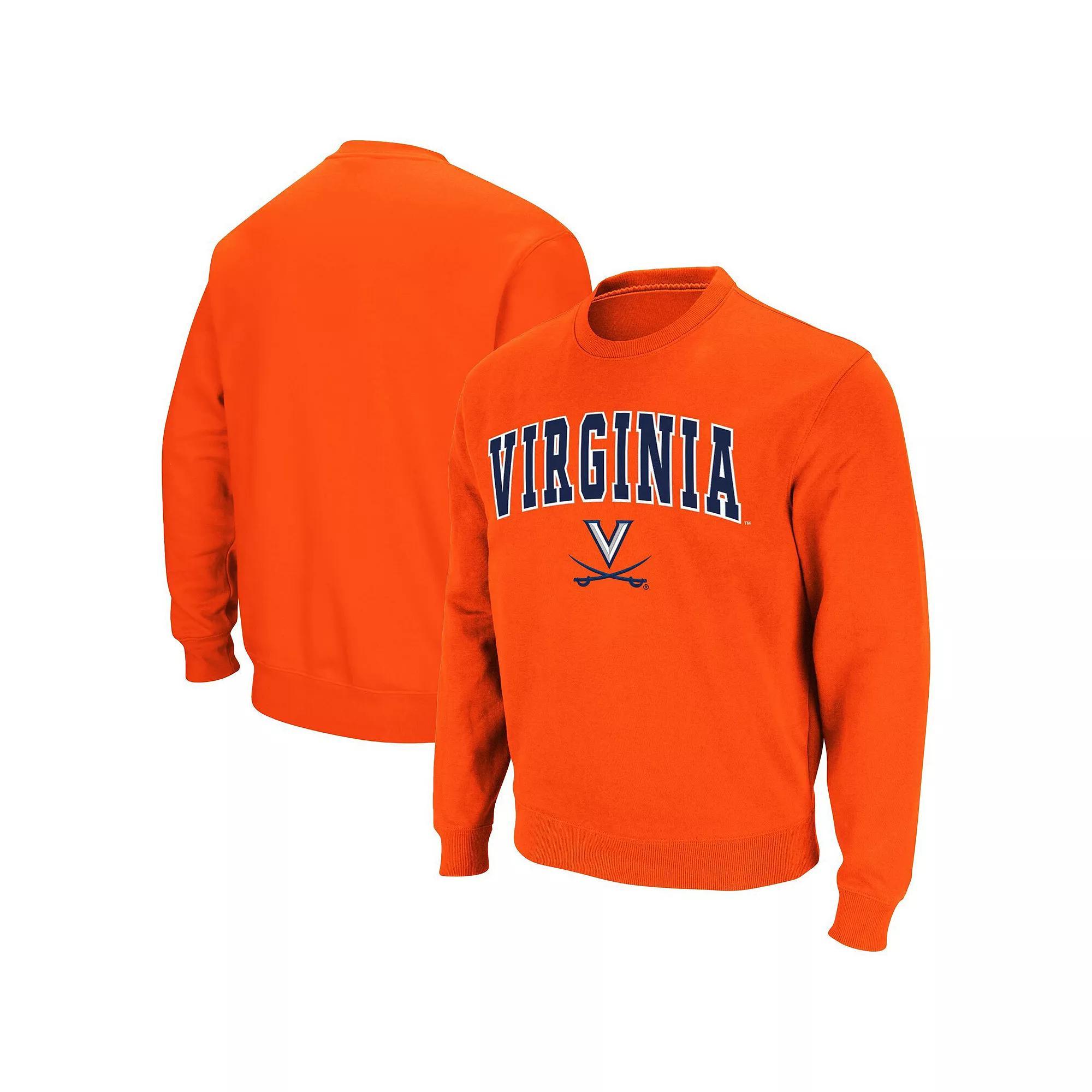 Men's Colosseum Orange Virginia Cavaliers Team Arch & Logo Tackle Twill Pullover Sweatshirt, Size: Large Product Image