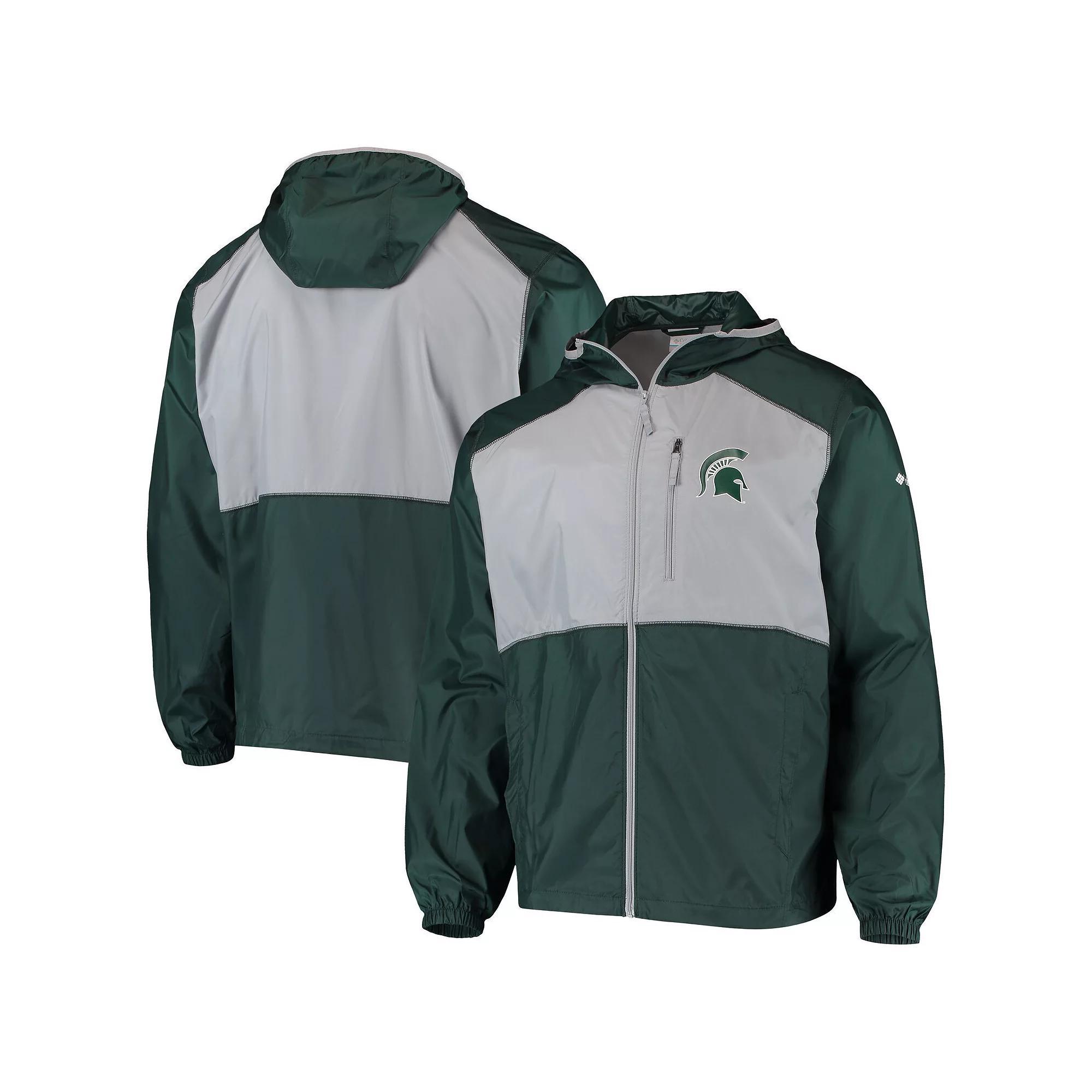Mens Columbia /Gray Michigan State Spartans Flash Forward Hoodie Full-Zip Lightweight Windbreaker Product Image