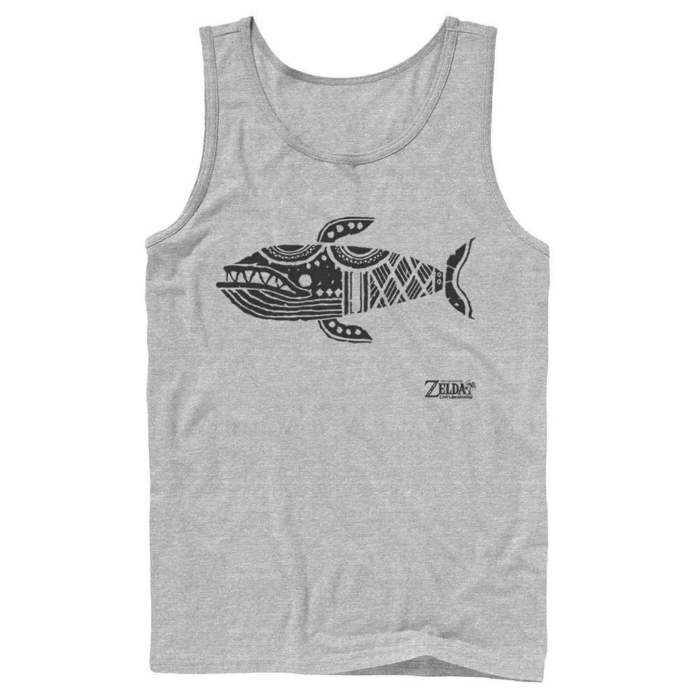 Mens Nintendo Legend Of Zelda Links Awakening Whale Glyph Portrait Logo Tank Top Athletic Grey Product Image