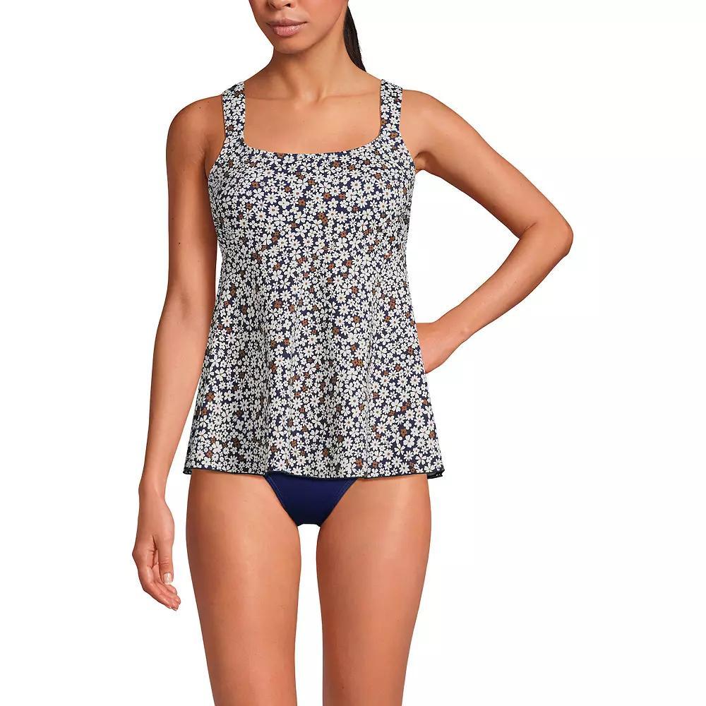 Women's Lands' End Flutter Empire UPF 50 Tankini Swimsuit Top, Size: XS, Blue Ditsy Floral Product Image