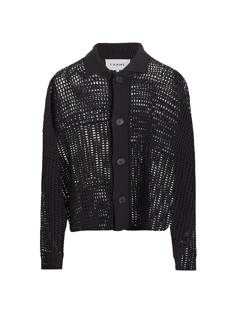 Mens Tonal Crochet Cardigan Product Image
