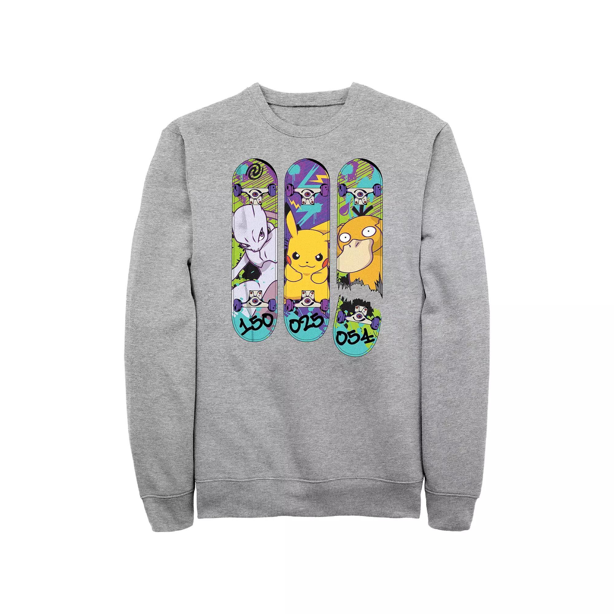 Men's Pokemon Skateboards Designs Fleece Sweatshirt, Size: Large, Athletic Grey Product Image