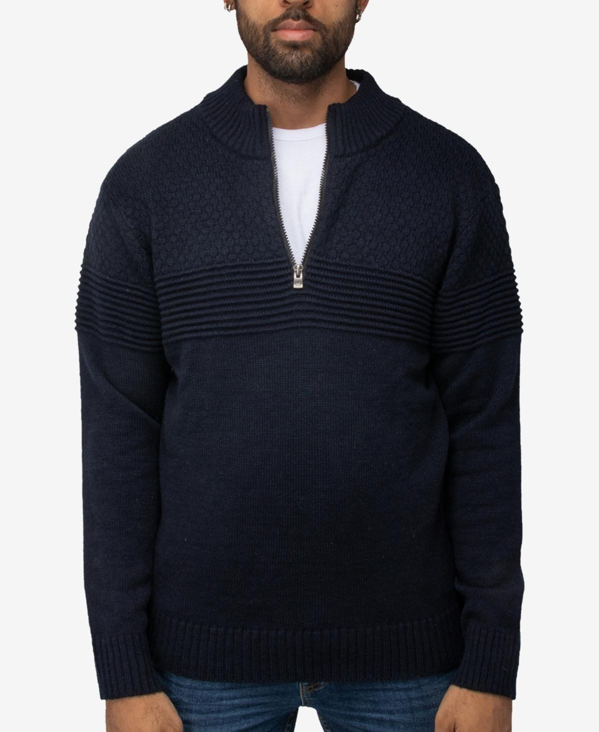 Mens Xray Pattern Block Quarter Zip Sweater Blue Product Image