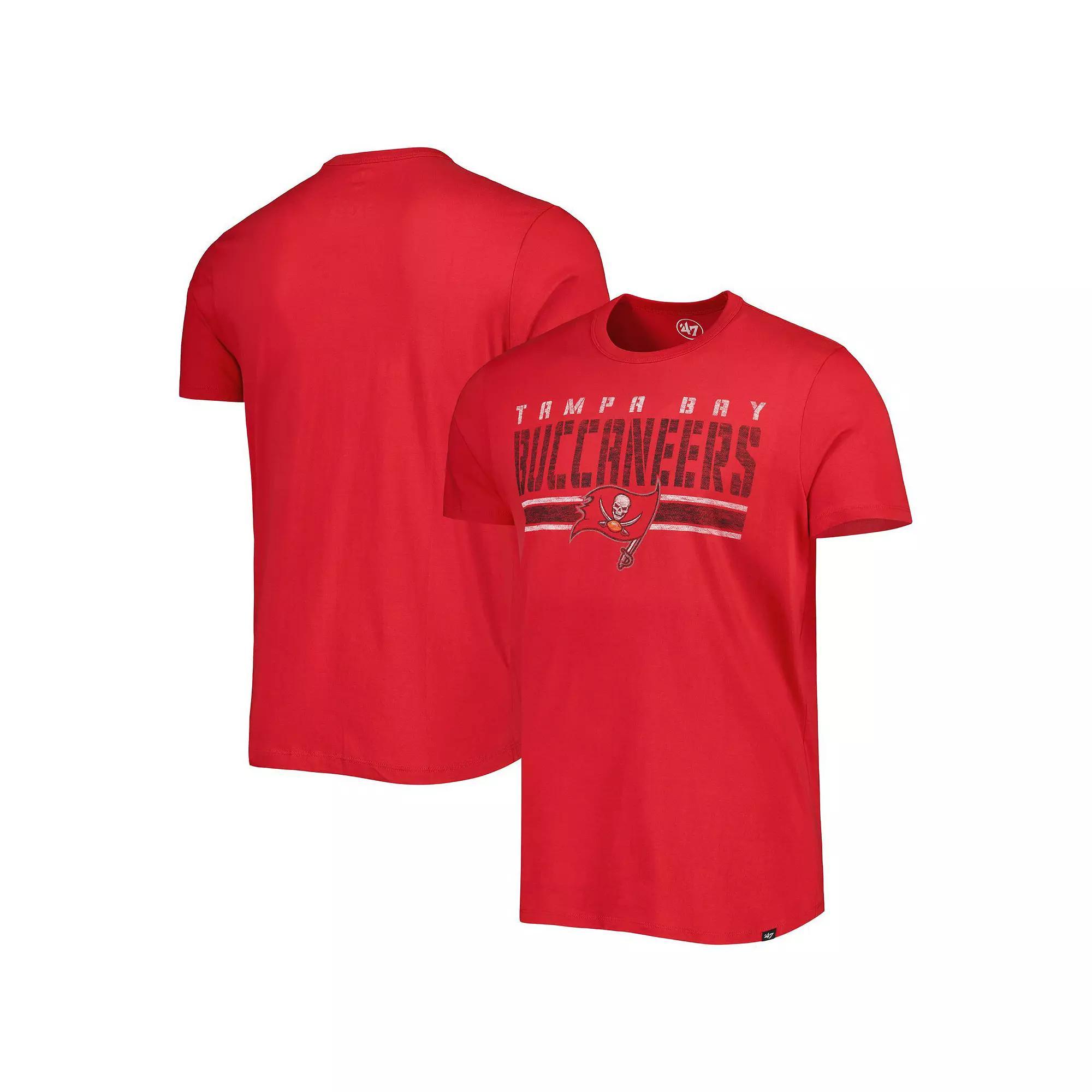 Men's '47 Red Tampa Bay Buccaneers Team Stripe T-Shirt, Size: 2XL Product Image