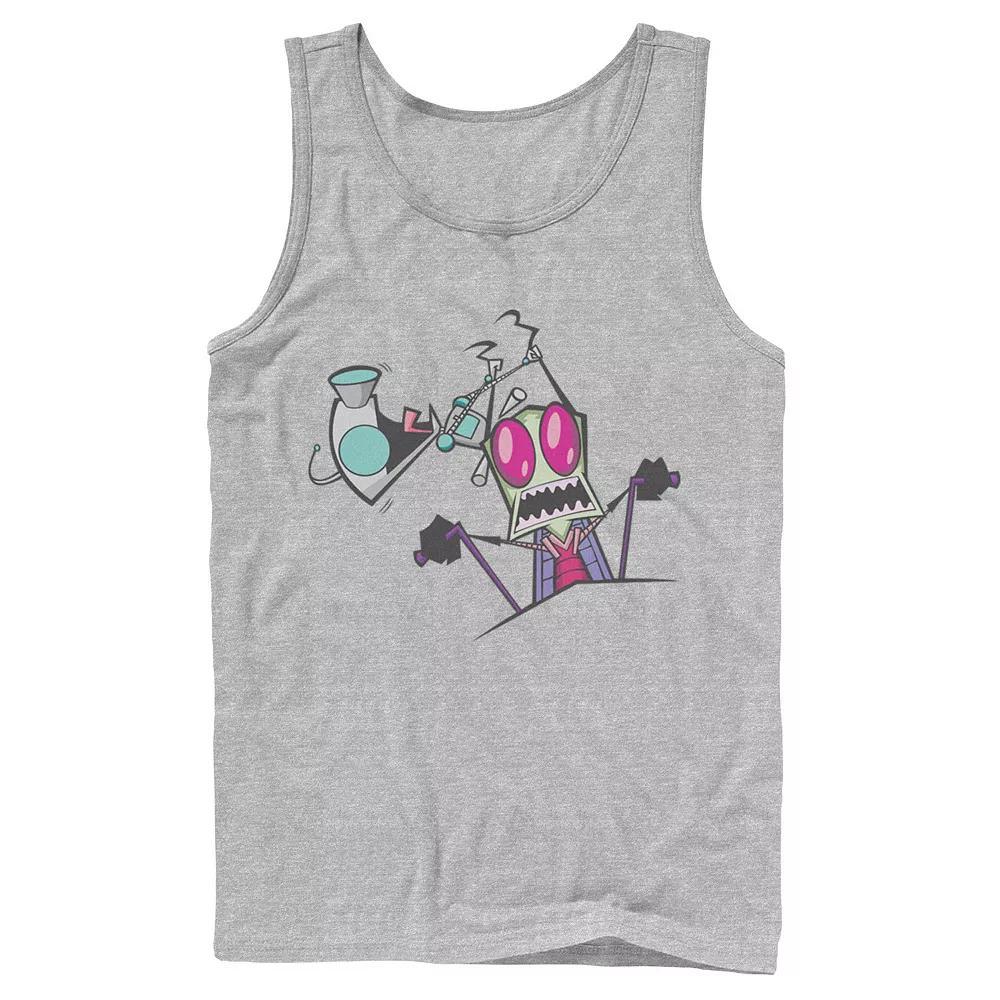 Men's Nickelodeon Invader Zim Gir Pulling Zim's Antennas Portrait Graphic Graphic Tank Top, Size: Large, Athletic Grey Product Image