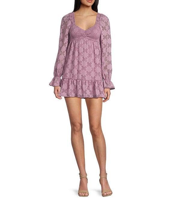 Allison & Kelly Long Sleeve Jacquard Smock Dress Product Image