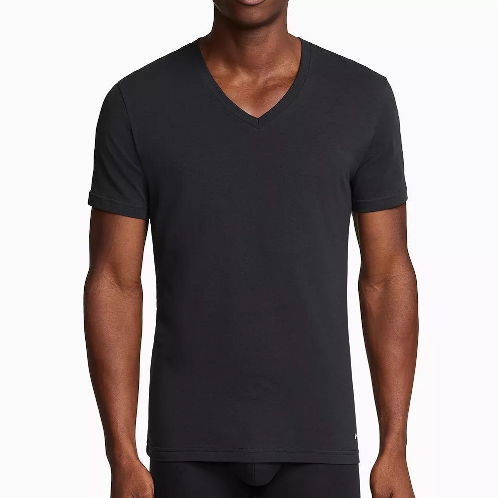 Men's Nike Dri-FIT Essential Cotton Stretch 2-Pack V-neck Undershirts, Size: Large, White Product Image