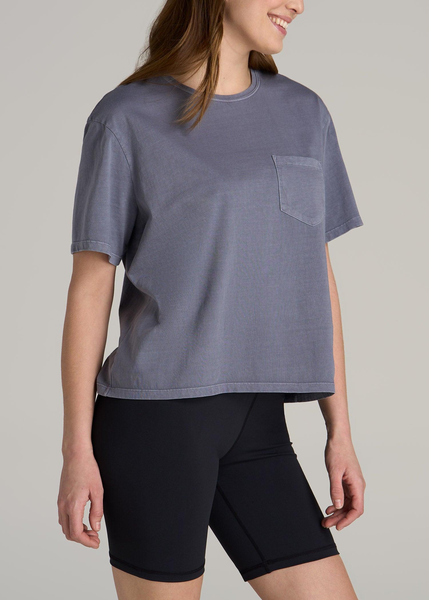 Boxy Short Sleeve T-Shirt for Tall Women in Skyline Grey Product Image