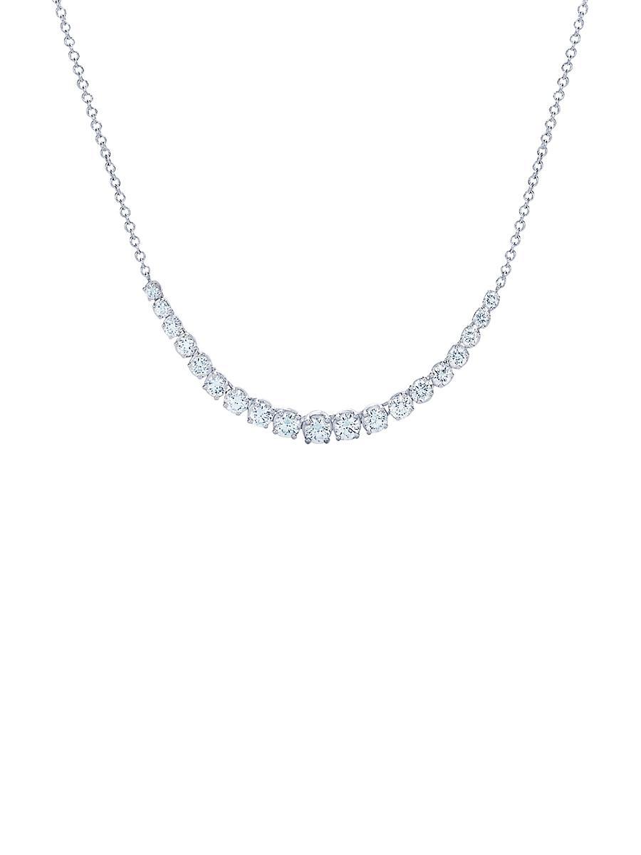Womens Riviera 18K White Gold & Diamond Line Graduated Necklace Product Image
