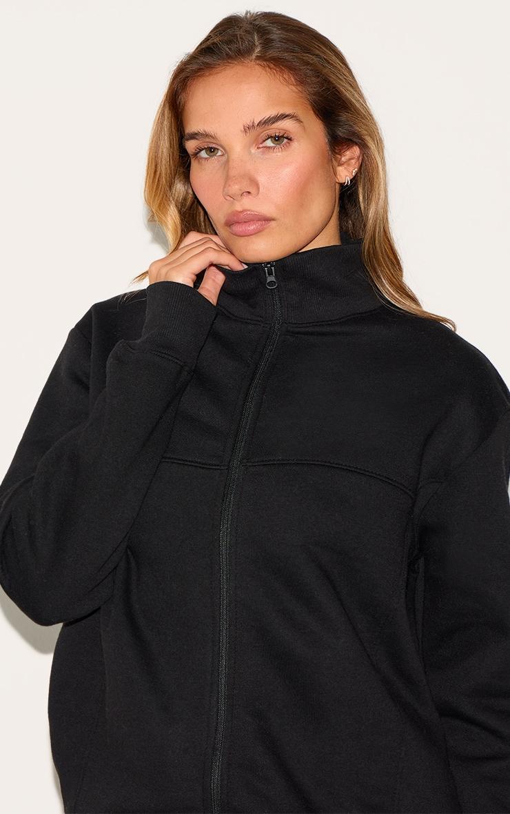 Black Seamed Detail Zip Through Track Top Product Image
