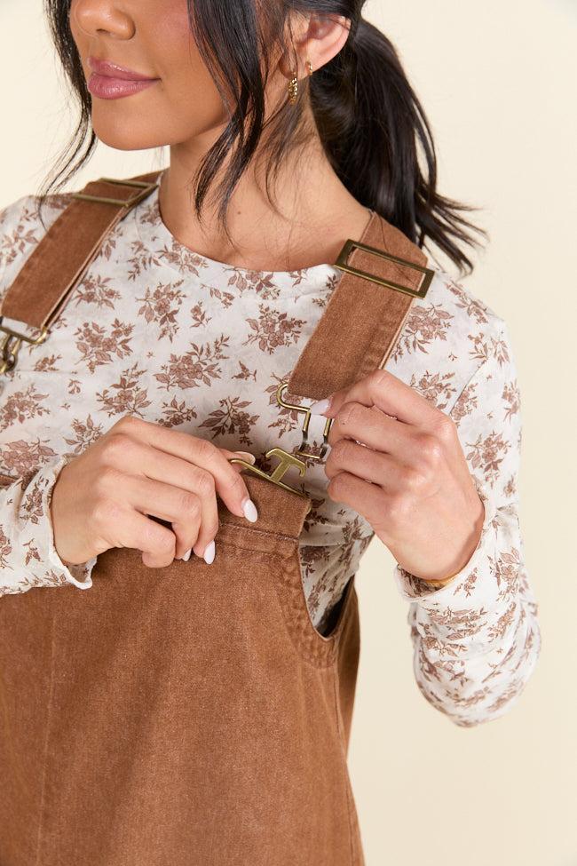 The Anissa Brown Overall Dress Holley Gabrielle X Pink Lily Product Image