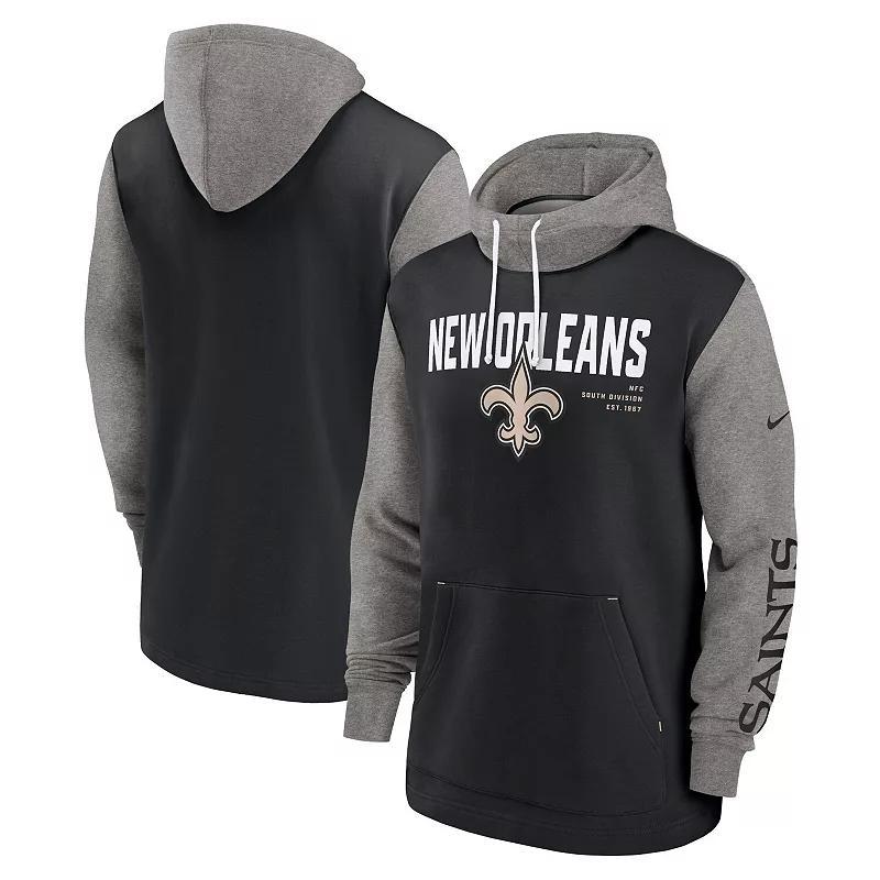 Men's Nike Black New Orleans Saints Fashion Color Block Pullover Hoodie, Size: 3XL Product Image