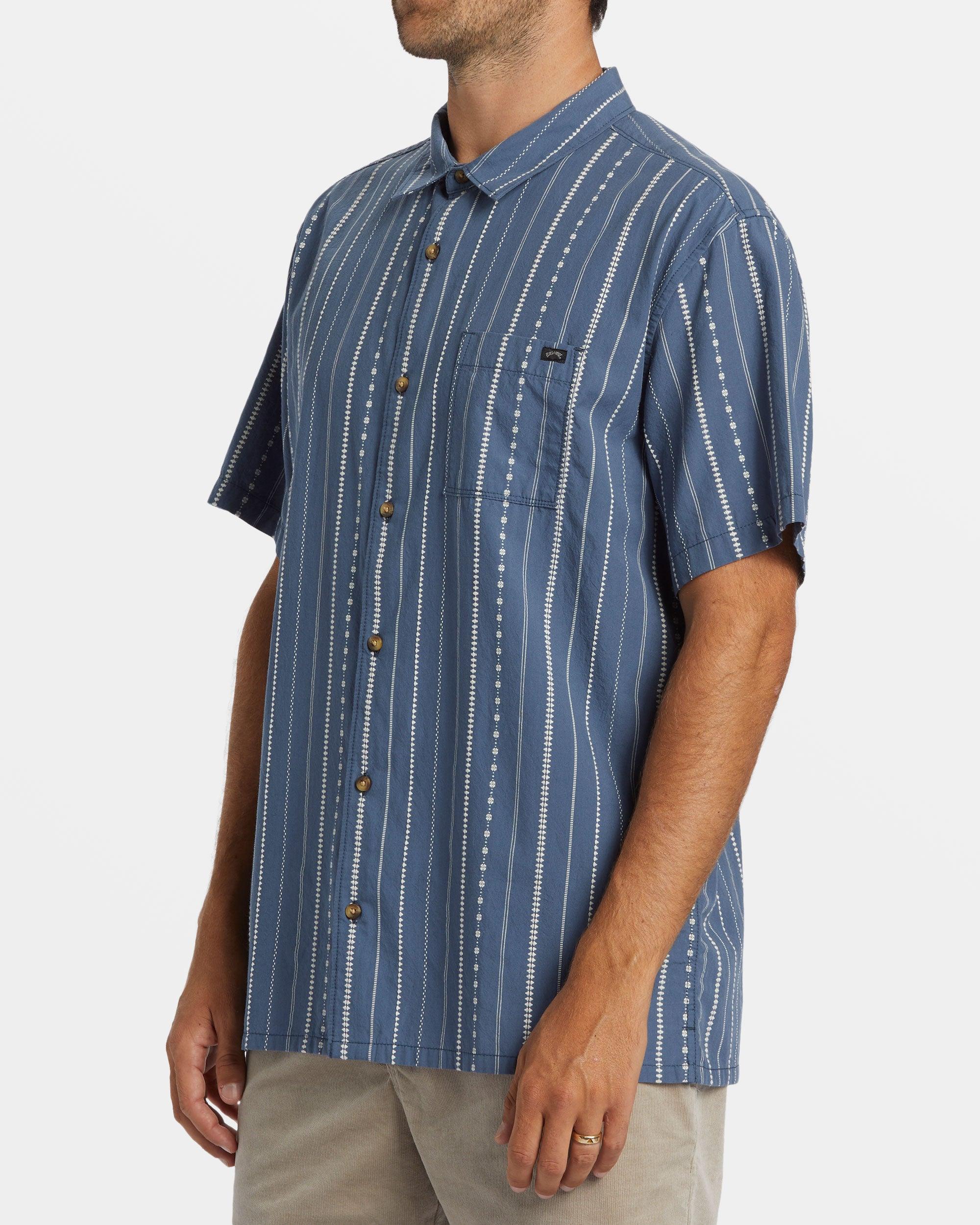 Sundays Jacquard Short Sleeve Shirt - Smoke Blue Male Product Image