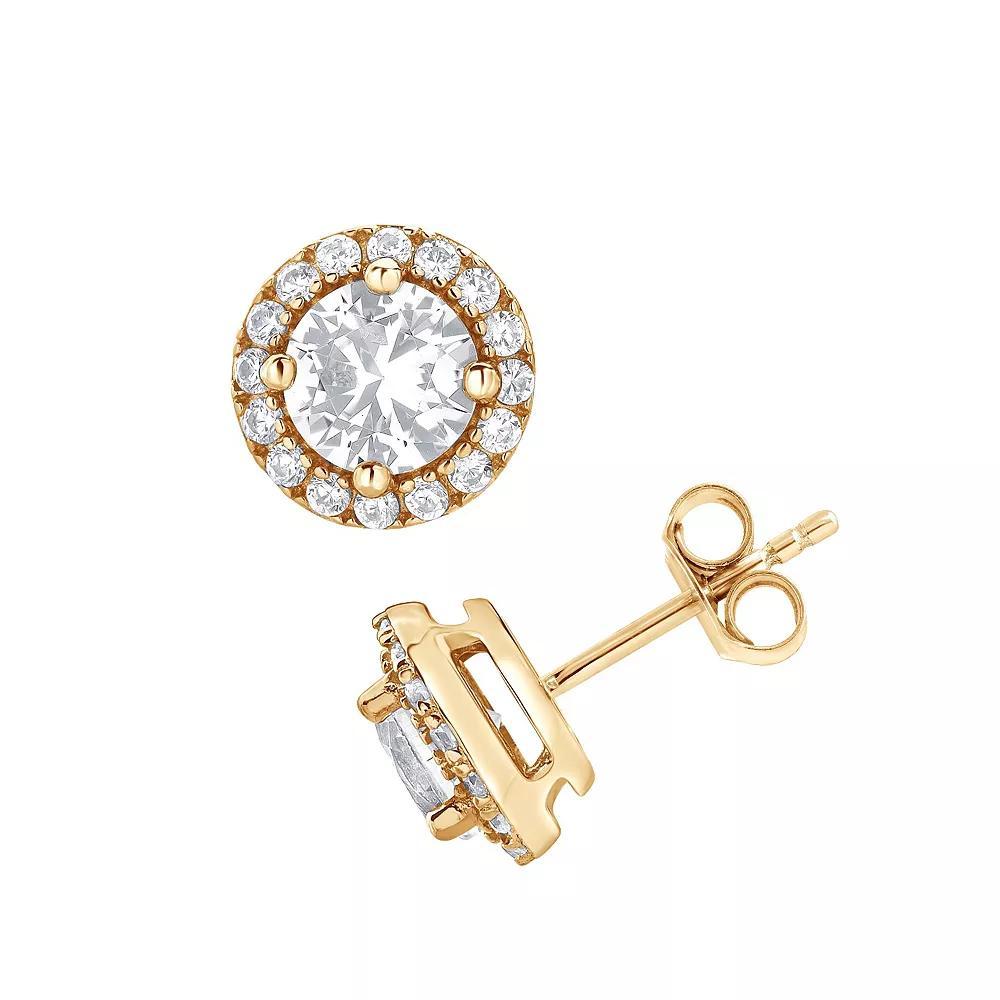 Gemstone Brilliance Lab-Created White Sapphire Halo Stud Earrings, Women's, Silver Tone Product Image