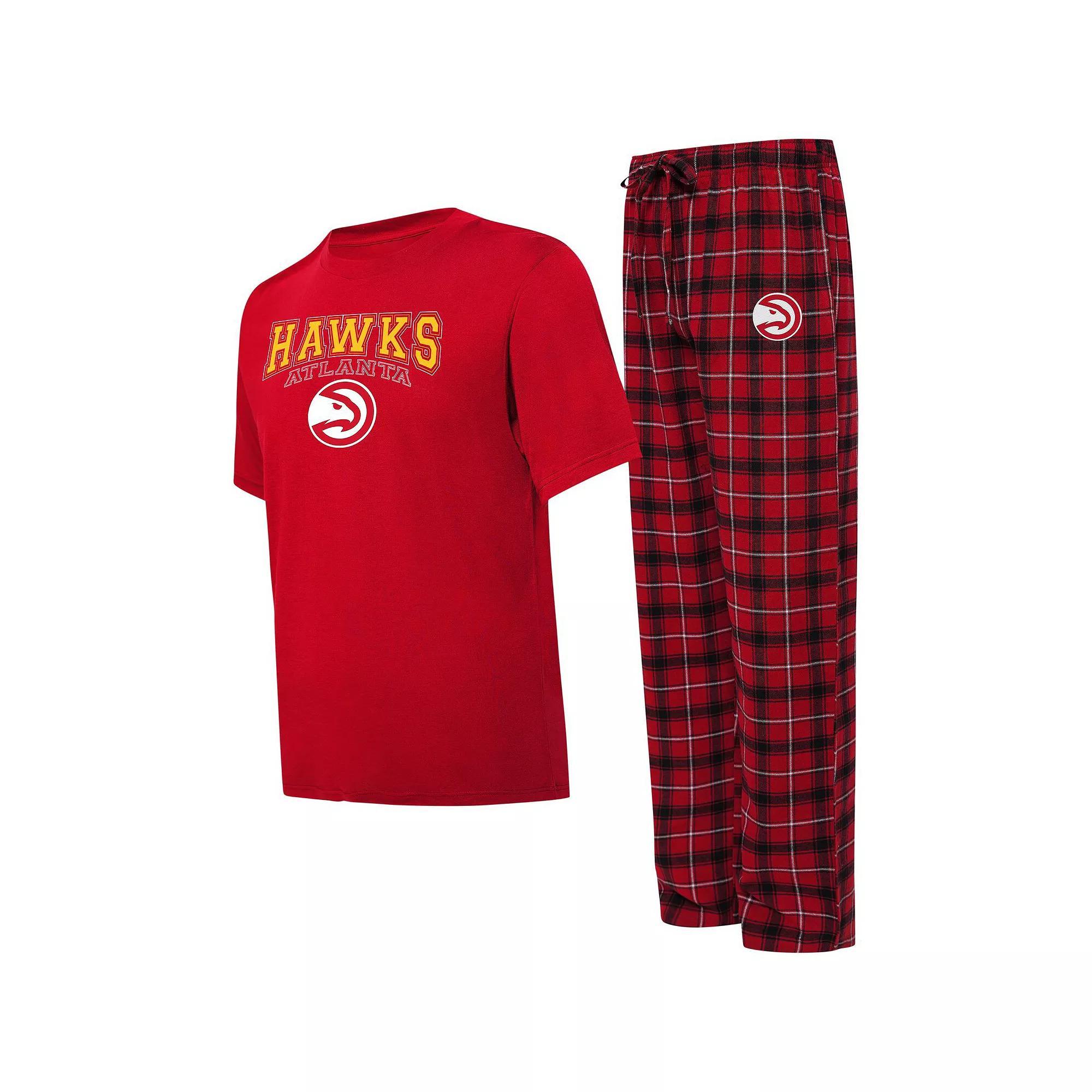 Men's College Concepts Red/Black Atlanta Hawks Arctic T-Shirt & Pajama Pants Sleep Set, Size: XL Product Image