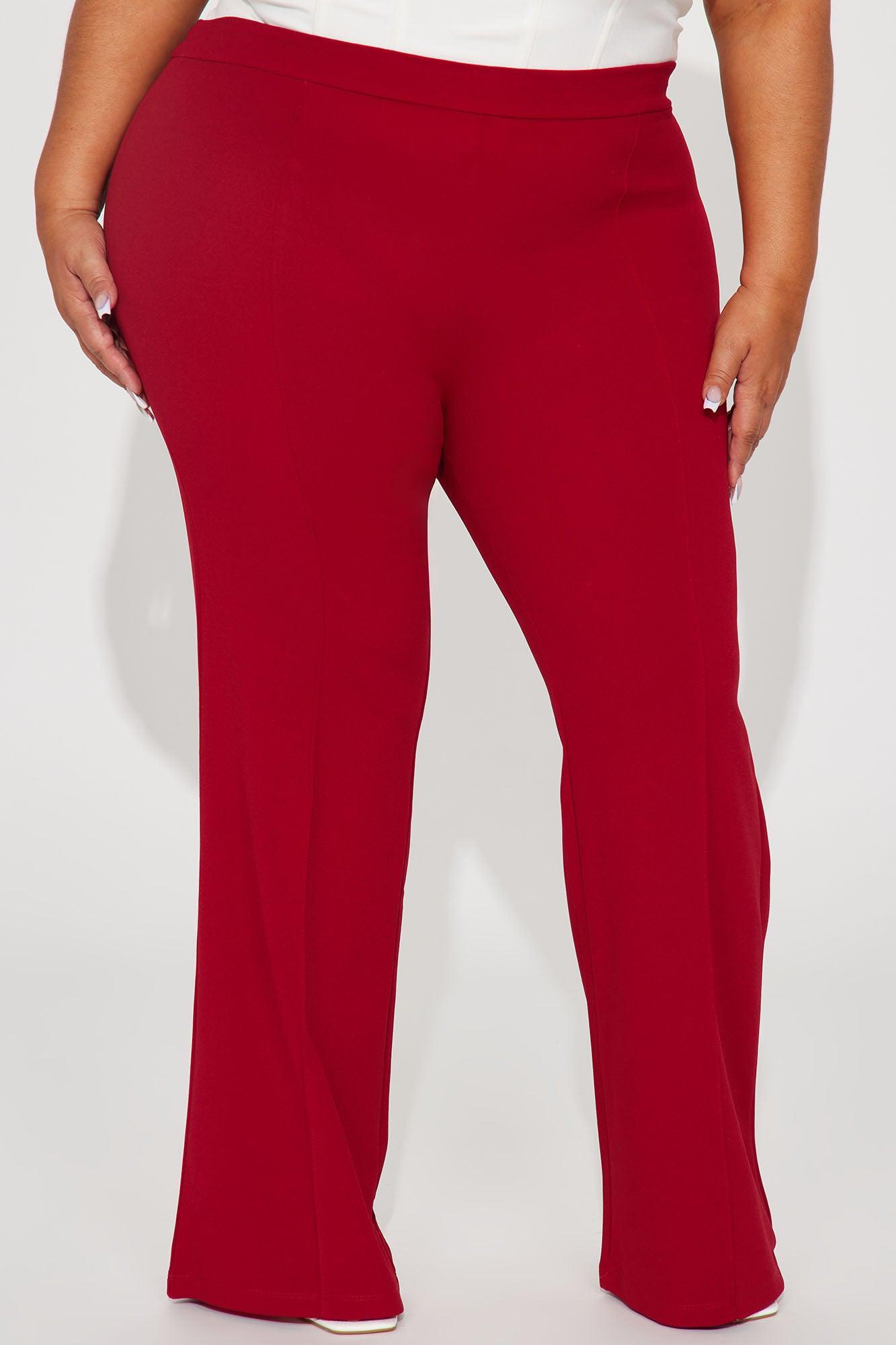 Petite Victoria High Waisted Dress Pants - Red Product Image