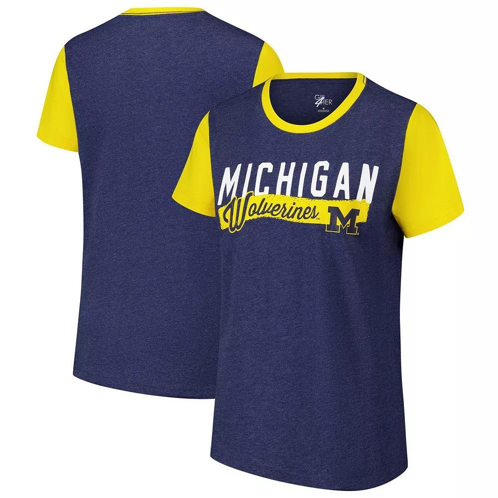 Women's G-III 4Her by Carl Banks Navy Michigan Wolverines Racer Crewneck Ringer T-Shirt, Size: Medium, Blue Product Image