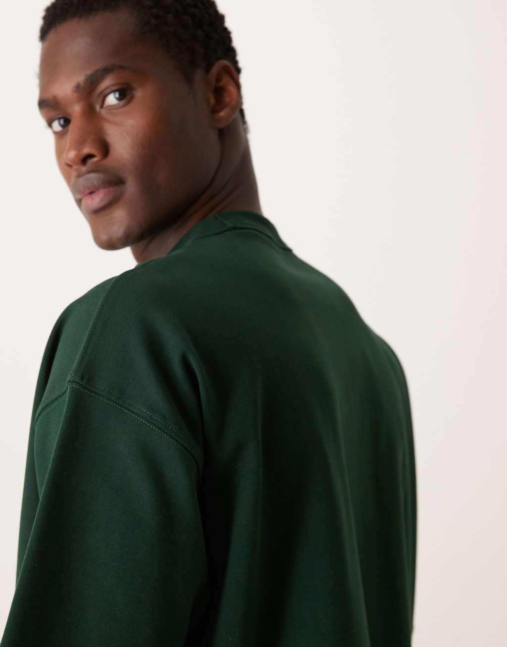 ASOS DESIGN Premium interlock oversized T-shirt 300gsm in green Product Image