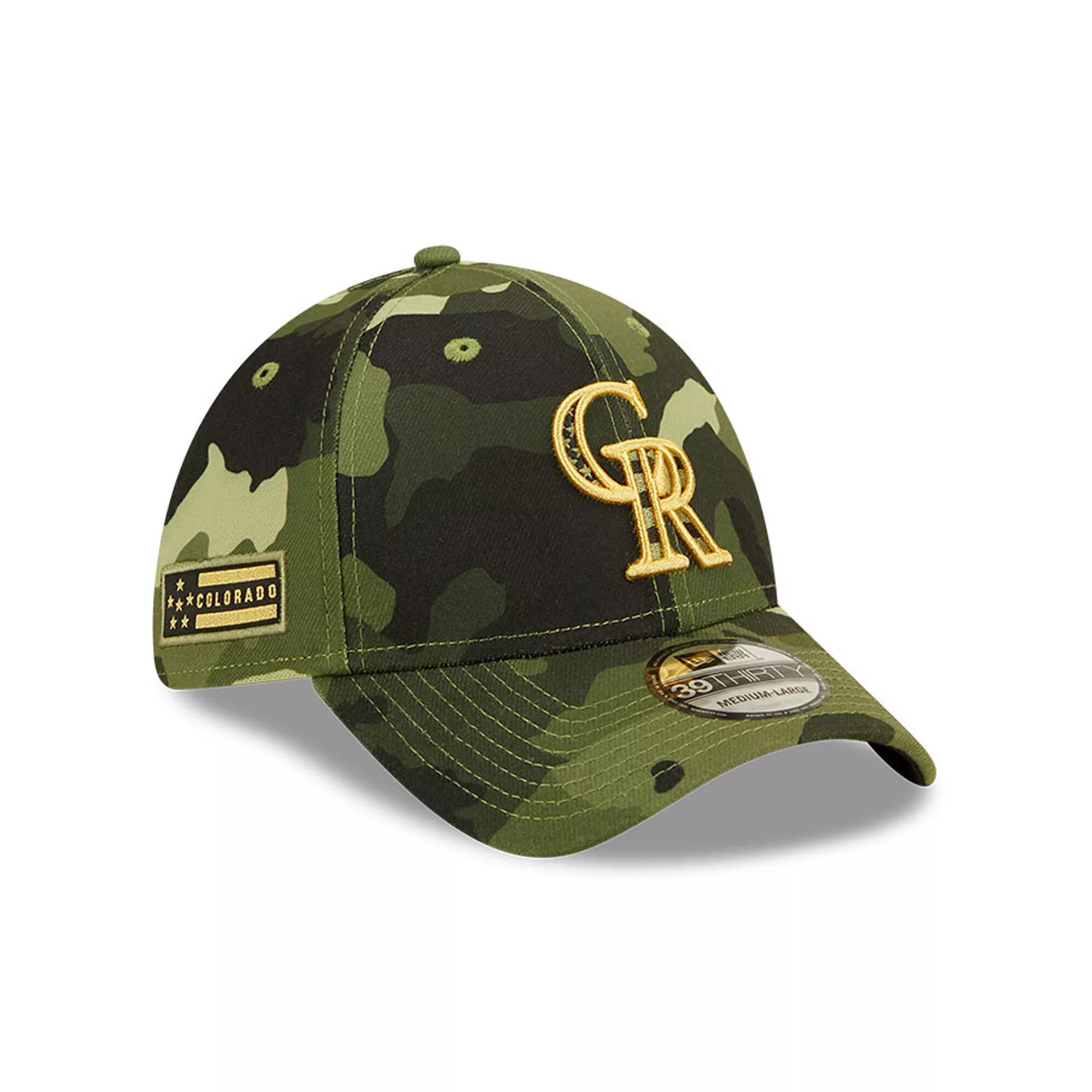 Men's New Era Camo Colorado Rockies 2022 Armed Forces Day 39THIRTY Flex Hat, Size: Large/XL, Green Product Image