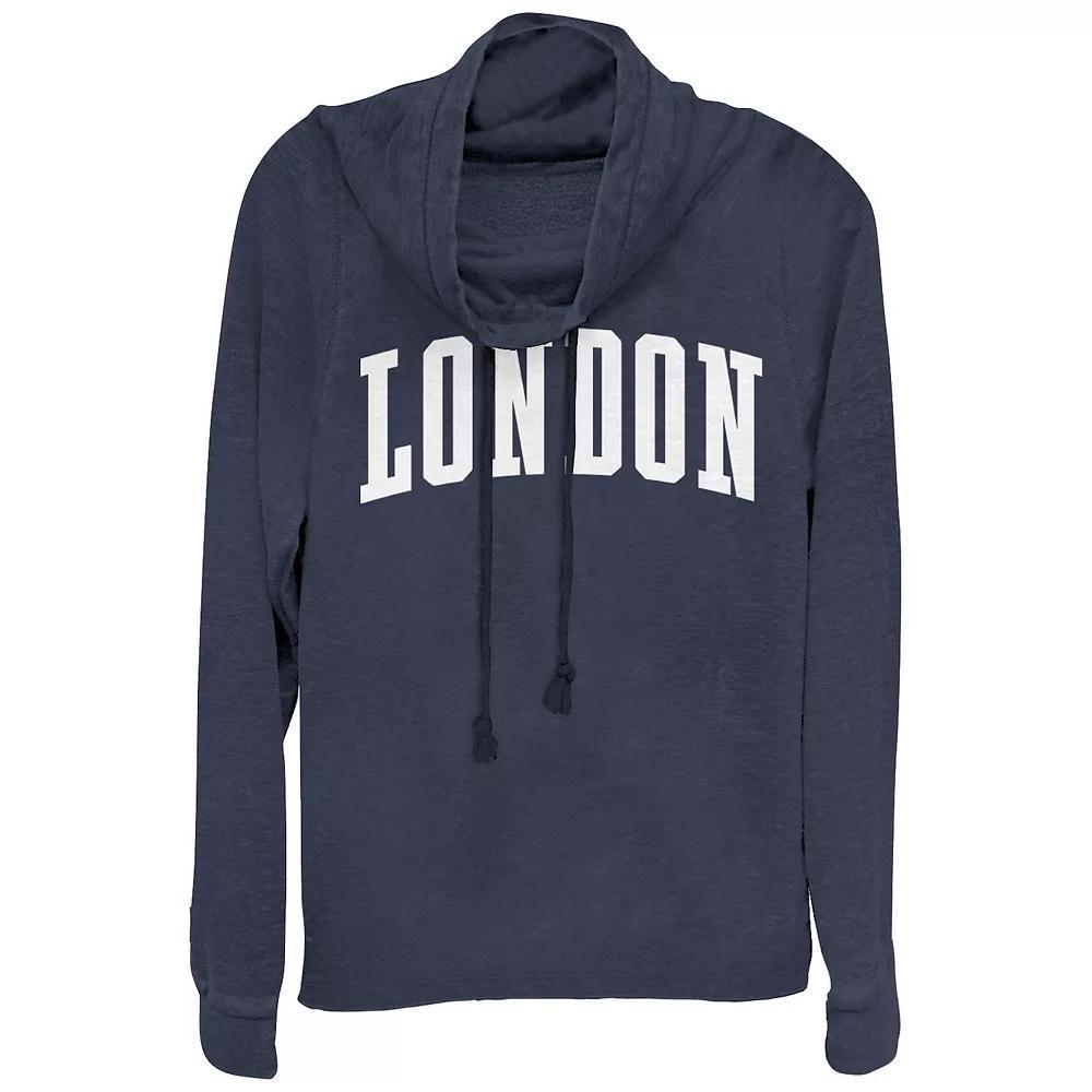 Juniors' London Cowlneck Graphic Lightweight Long Sleeve, Girl's, Size: XS, Blue Product Image
