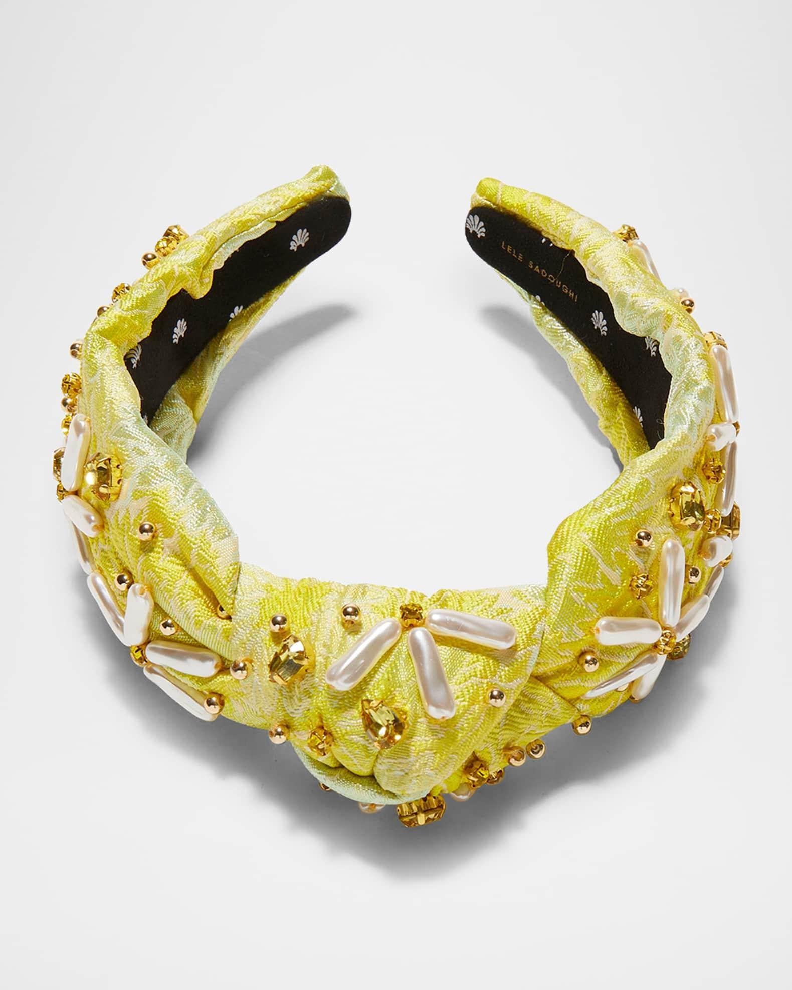Knotted Faux-Pearl Floral Brocade Headband Product Image