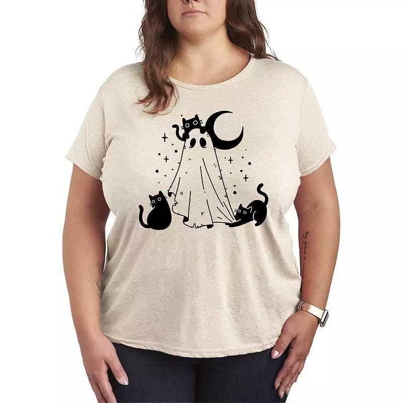 Plus Size Ghost and Cats Graphic Tee, Womens Product Image