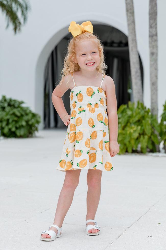 Kid's Tea With You Lemon Printed Gauze Dress SALE Product Image