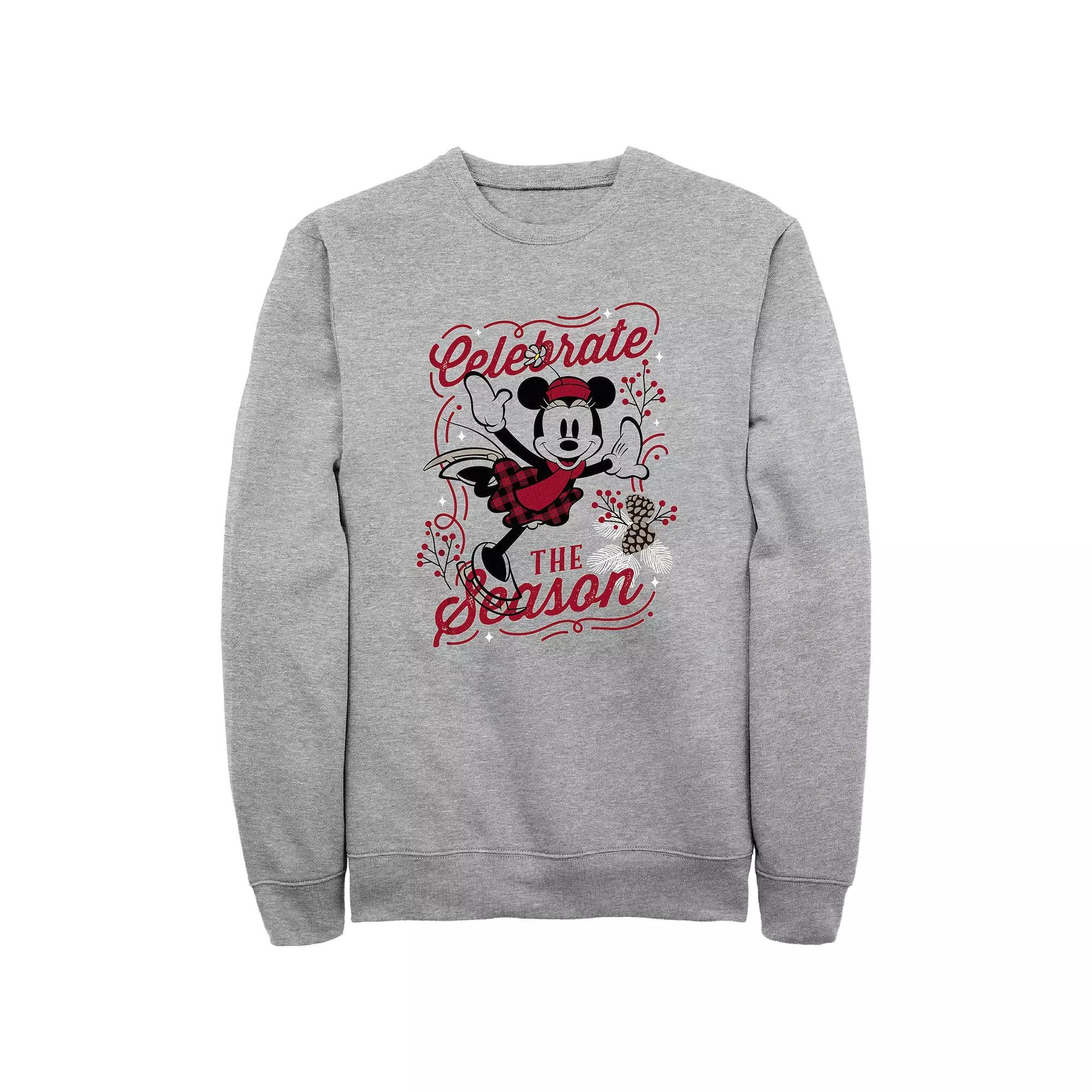 Disney's Minnie Mouse Celebrate The Season Men's Graphic Fleece, Size: Large, Athletic Grey Product Image