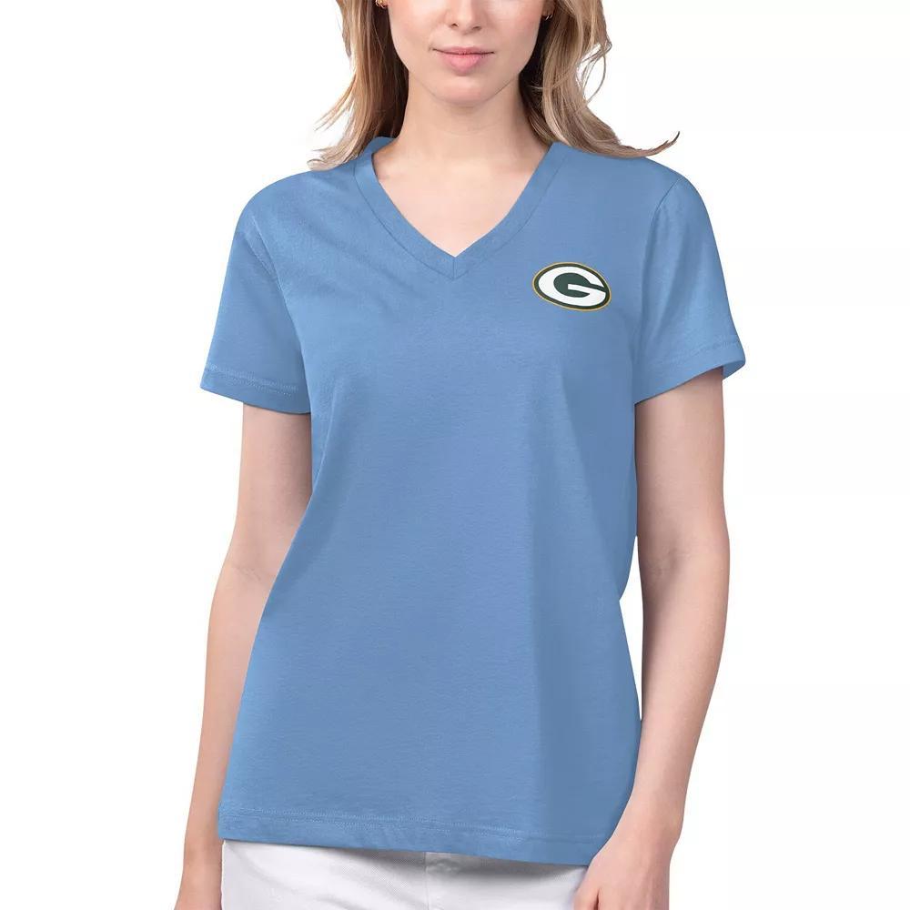 Women's Margaritaville Blue Green Bay Packers Game Time V-Neck T-Shirt, Size: Small Product Image