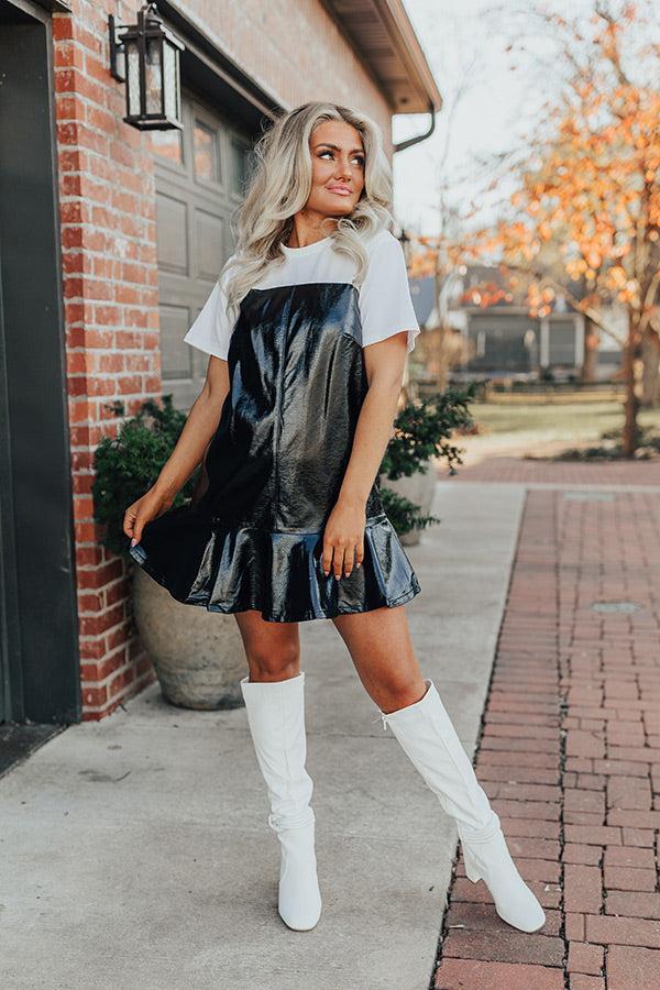 Dare To Dream Faux Leather Mini Dress In Black Product Image