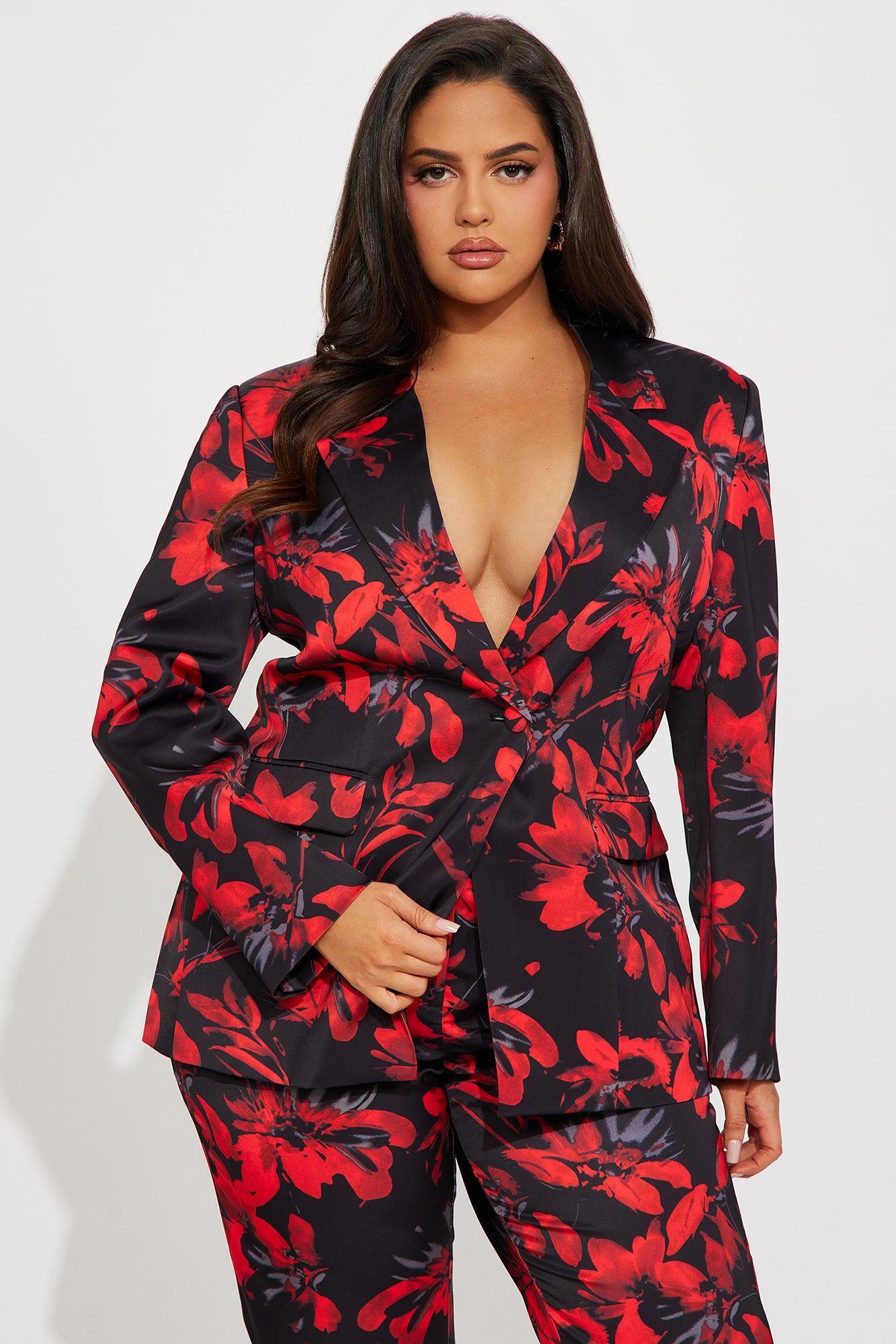 Head Boss Satin Pant Set - Black/Red Product Image