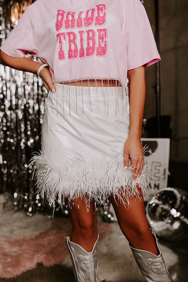 The Freesia Patent Feather Skirt In White Product Image