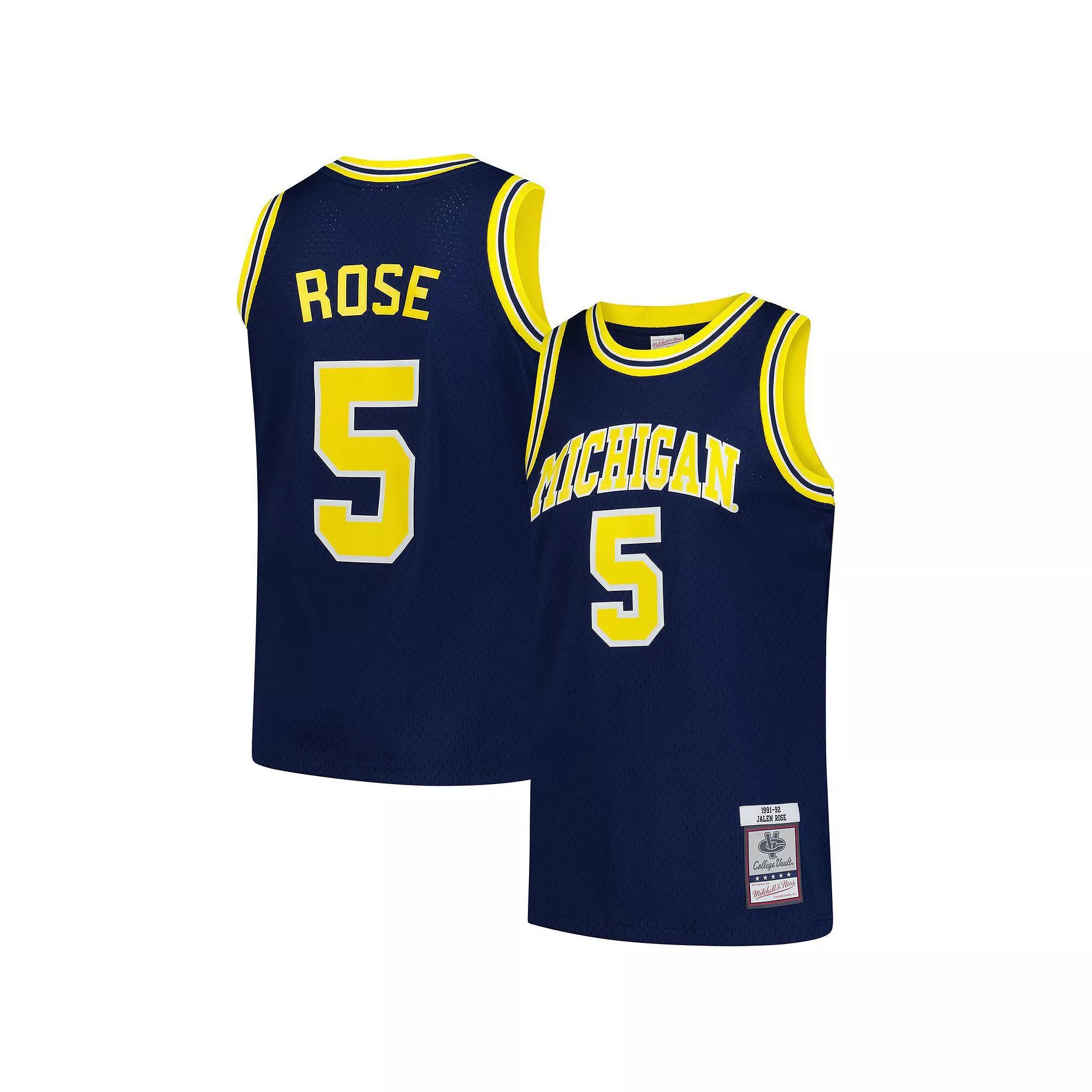 Men's Mitchell & Ness Jalen Rose Navy Michigan Wolverines 1991/92 Swingman Jersey, Size: XL, Blue Product Image