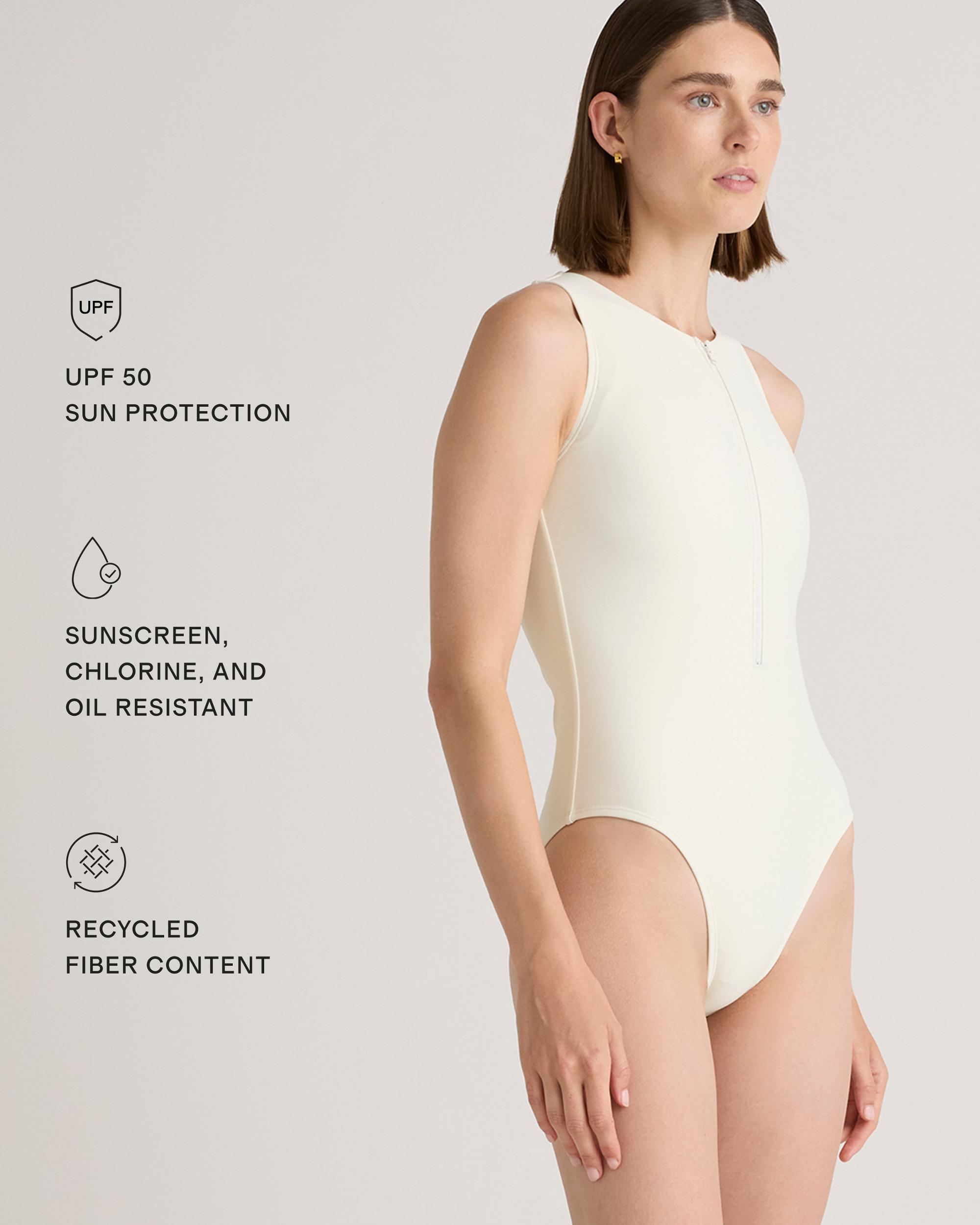 Quince | Women's Italian Zip-Front One-Piece Swimsuit Size XS, 78% Recycled Polyamide, 22% Spandex Product Image