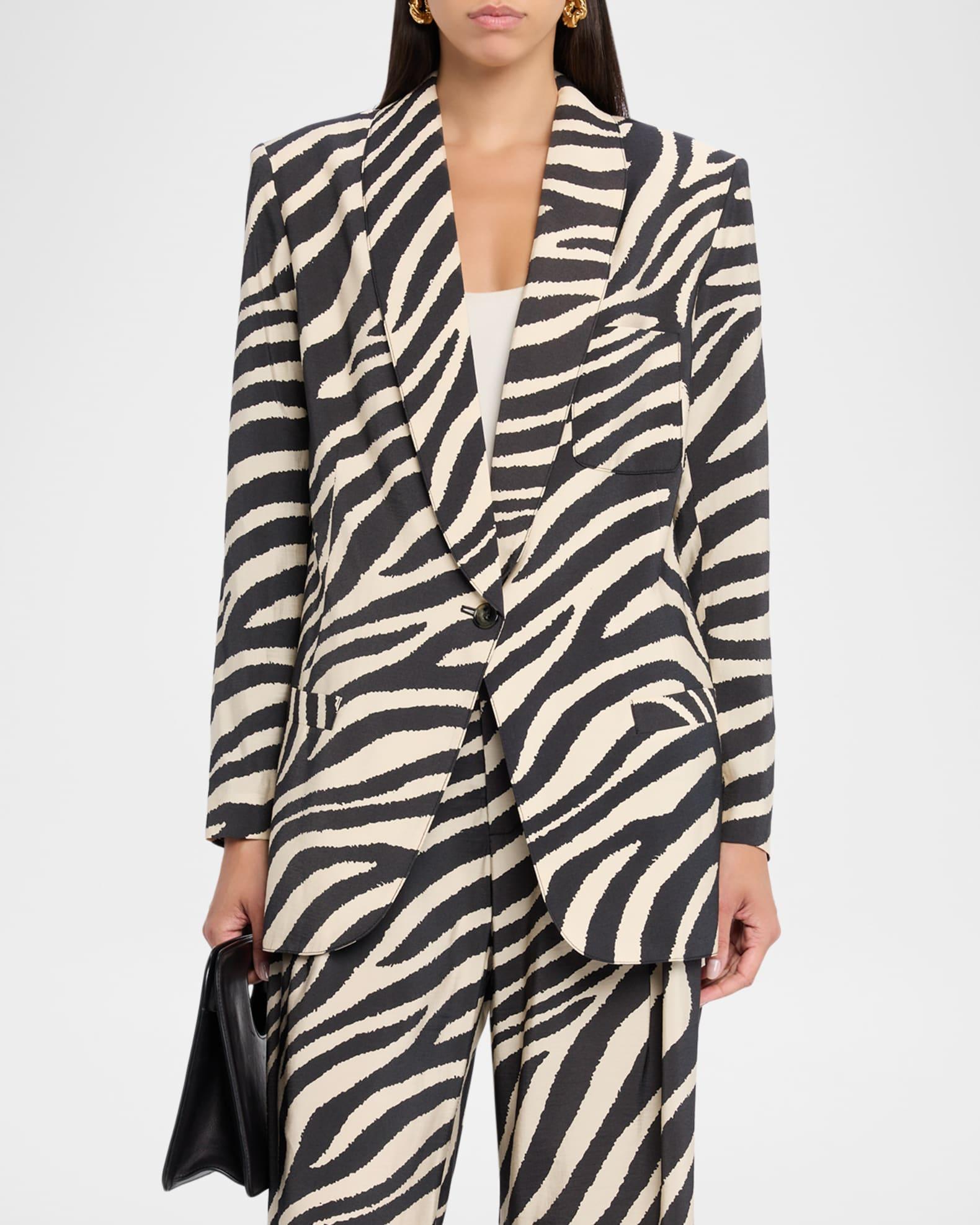 Zebra Shawl Collar Oversized Blazer Product Image