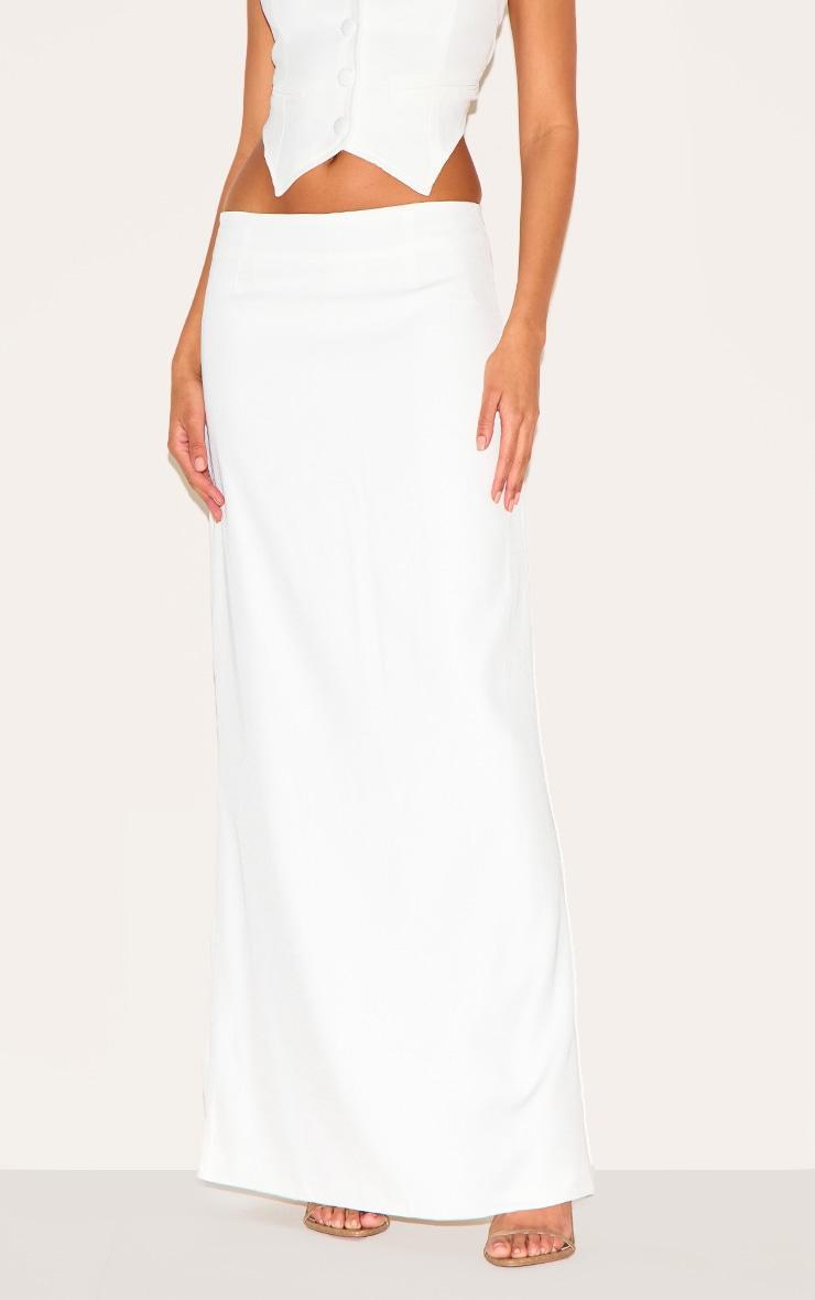 Premium White Woven Button Detail Maxi Skirt Product Image