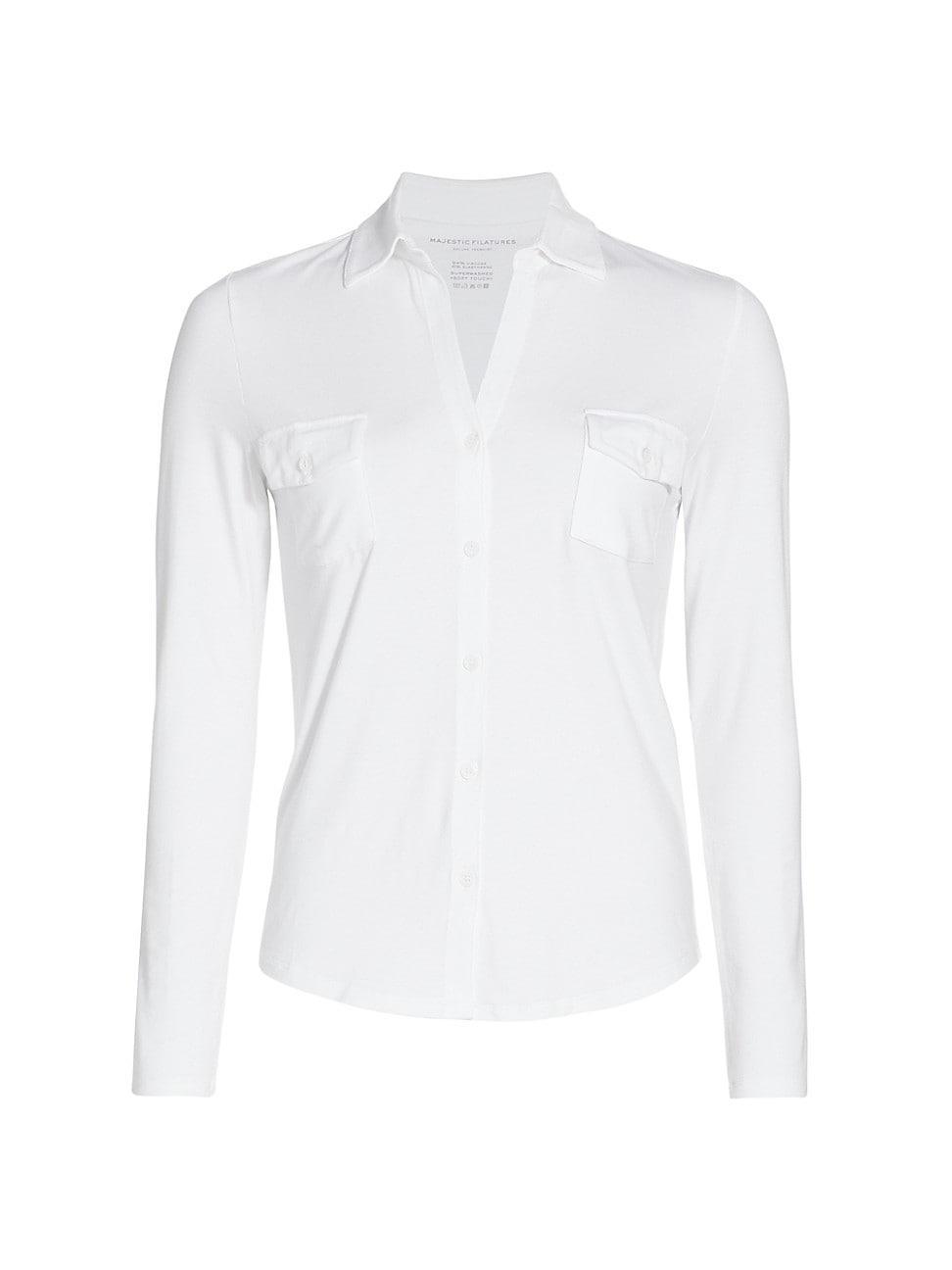 Majestic Filatures Point Collar Button Front Shirt Product Image