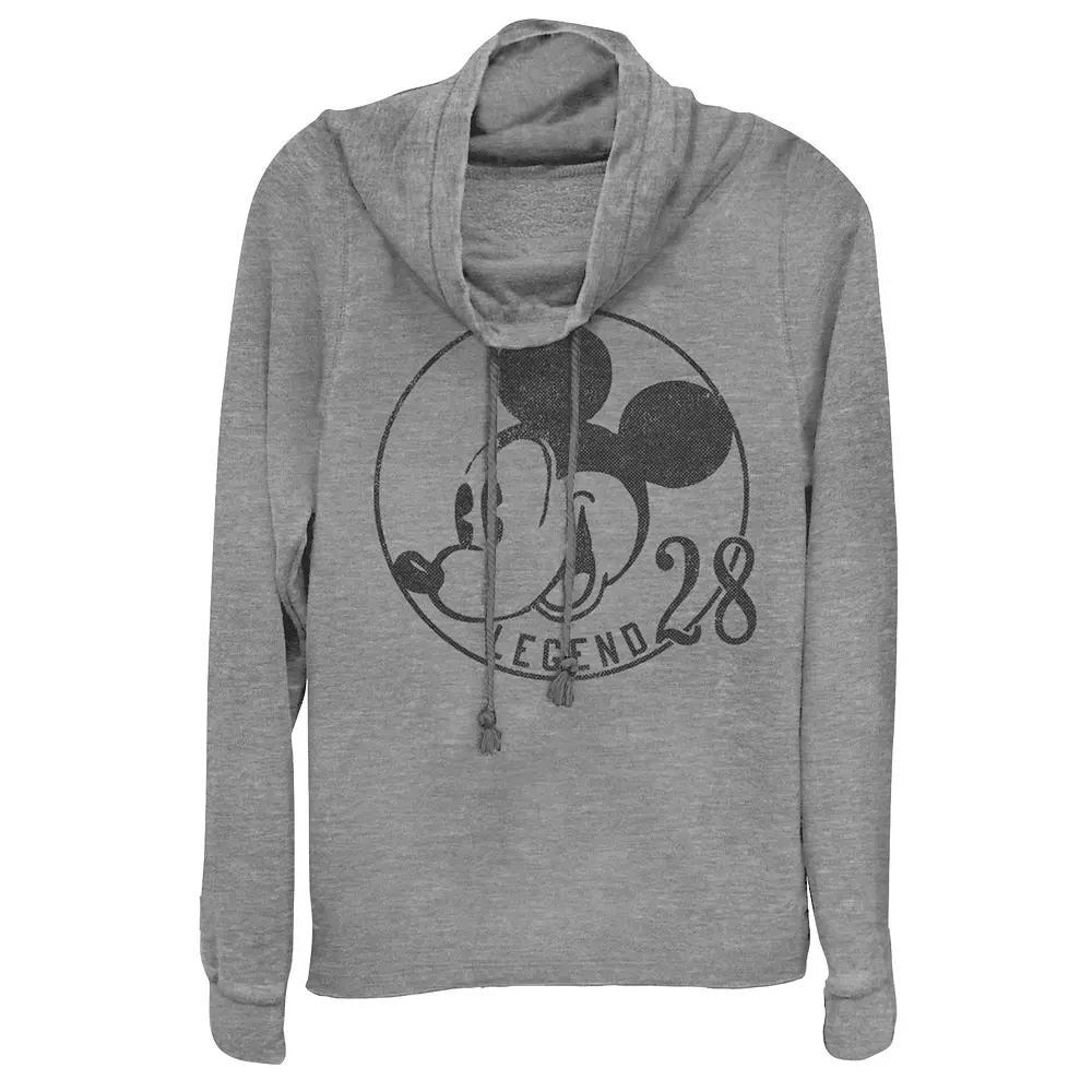 Disney's Mickey & Friends Juniors' Legend 28 Cowlneck Graphic Lightweight Long Sleeve, Girl's, Size: 3XL, Gray Grey Product Image