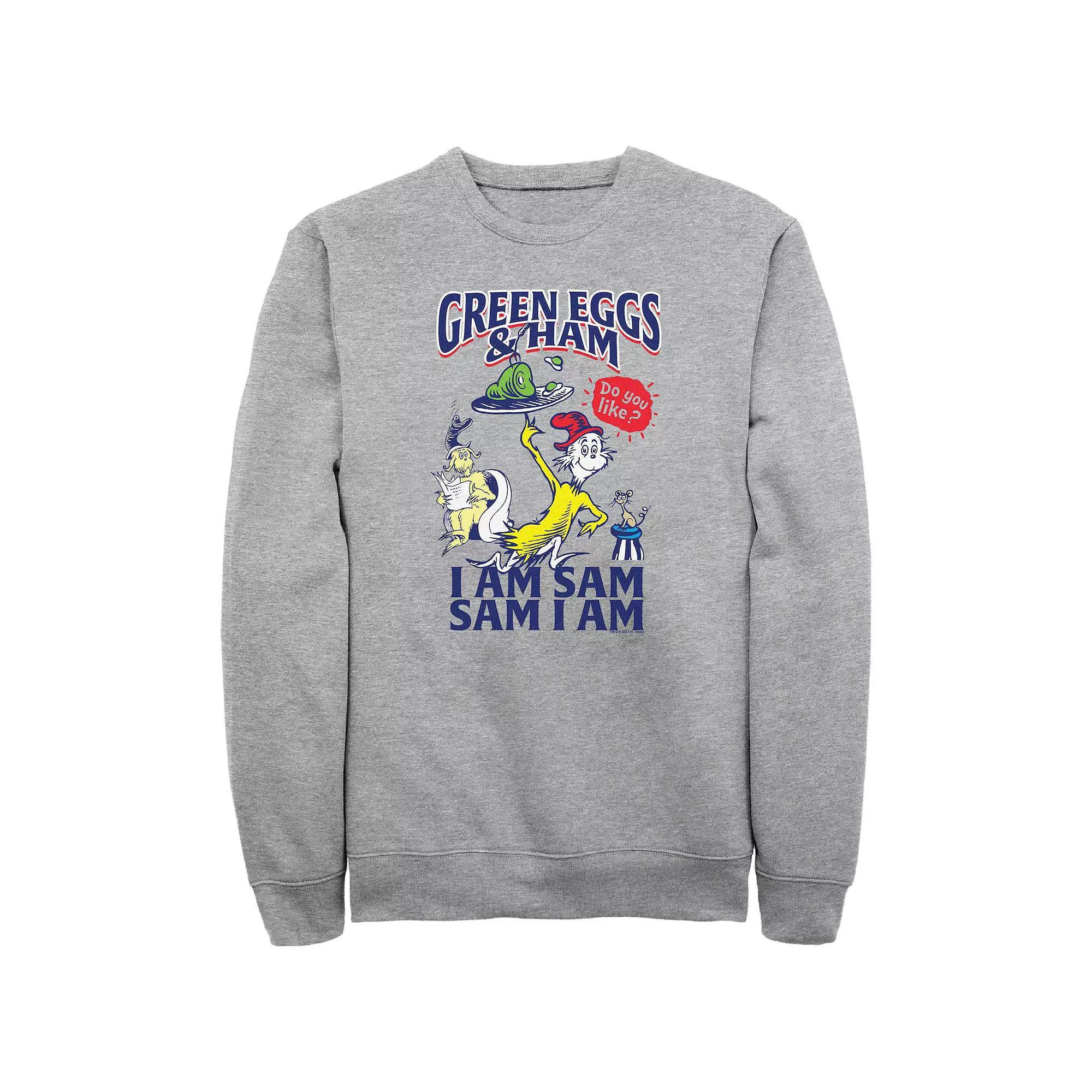 Big & Tall Dr. Seuss Green Eggs And Ham Do you Like Them? Graphic Fleece, Men's, Size: 5XB, Athletic Grey Product Image