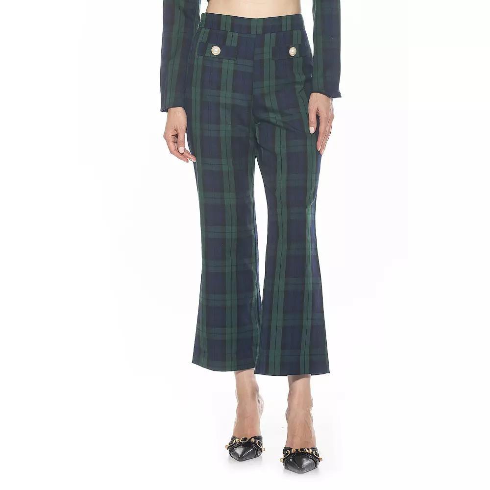 Women's ALEXIA ADMOR Jayden Wide-Leg Plaid Pants, Size: 2, Green Plaid Product Image