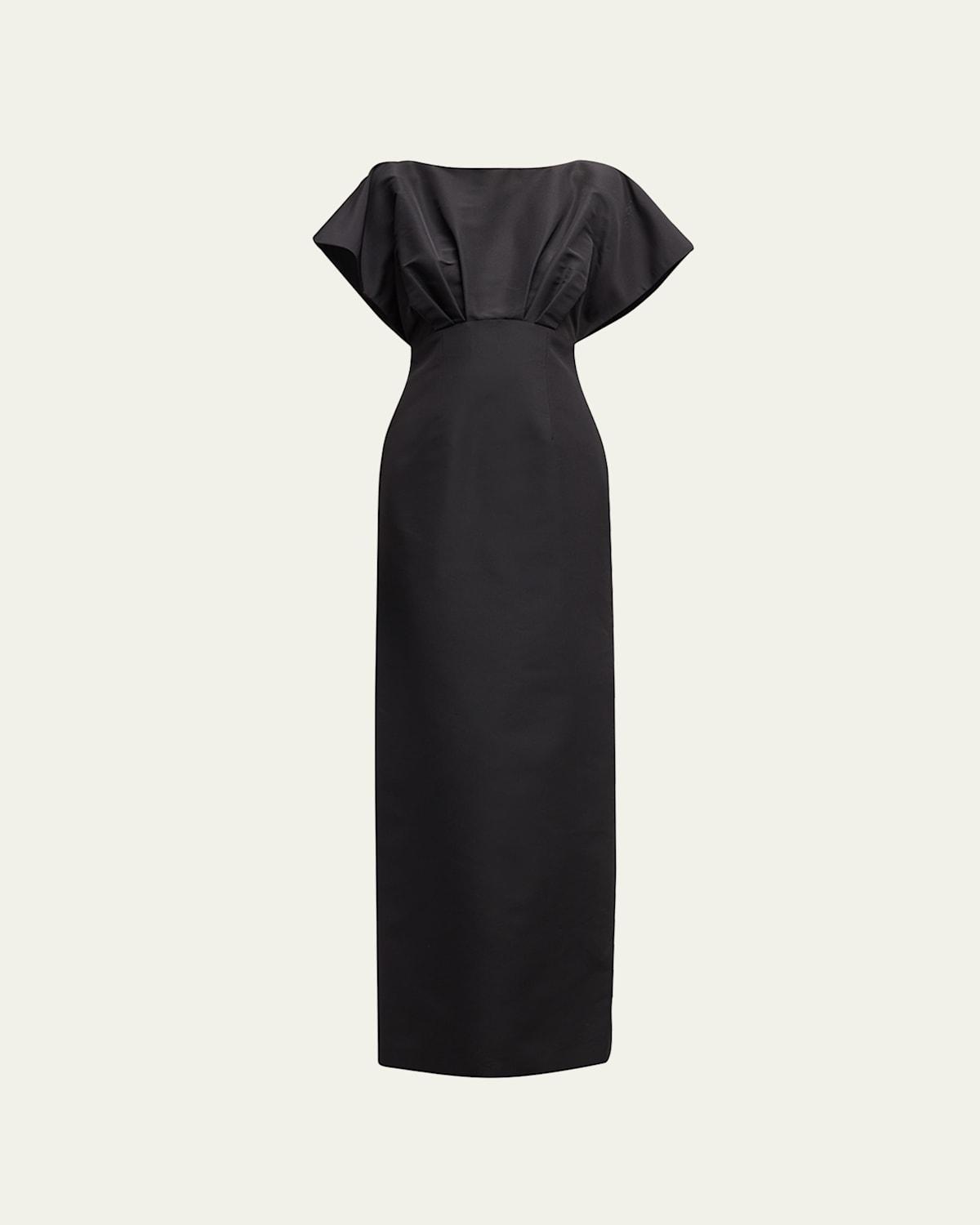 Silk Column Gown with Fan Bodice Product Image