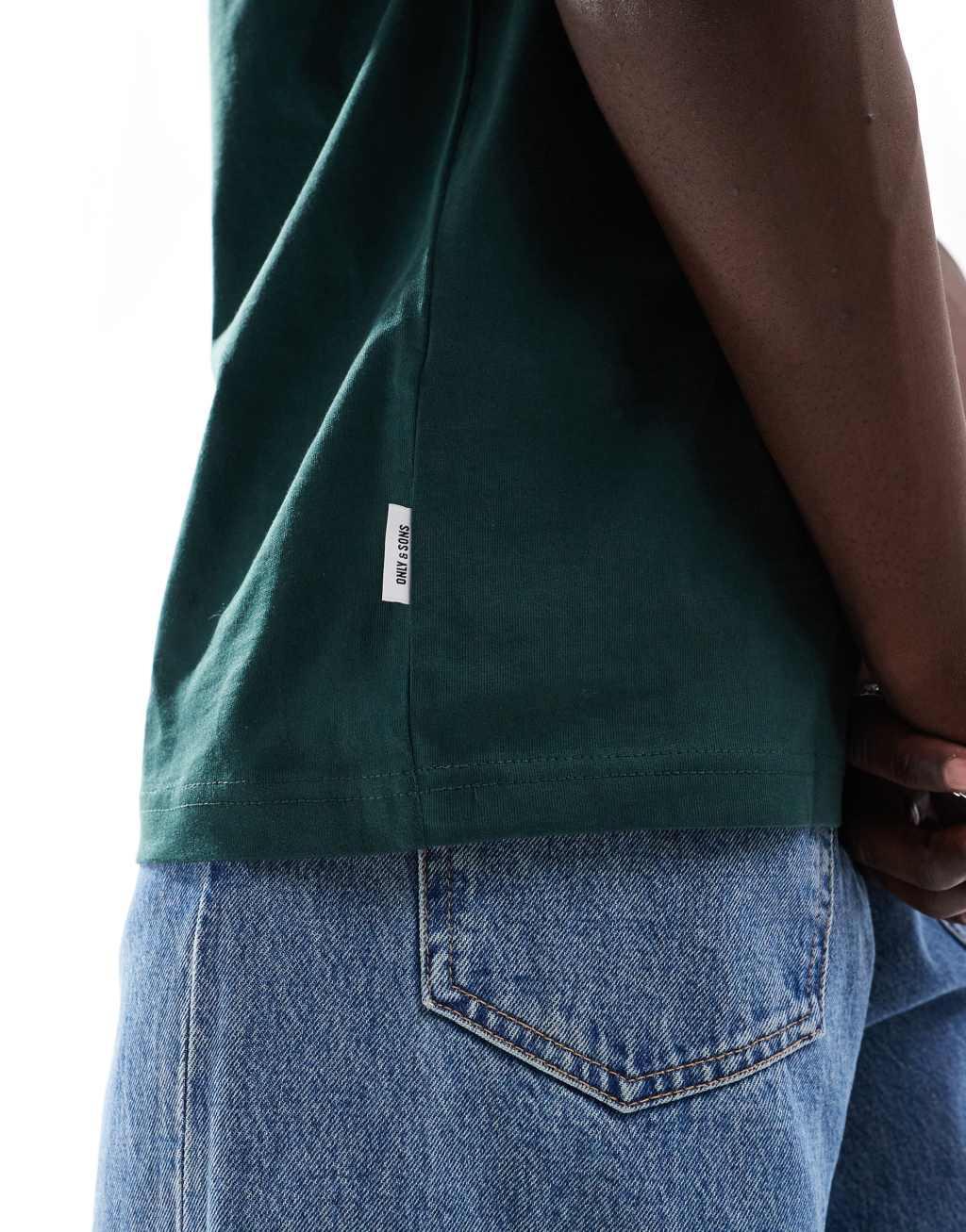 ONLY & SONS relaxed fit T-shirt in dark green Product Image