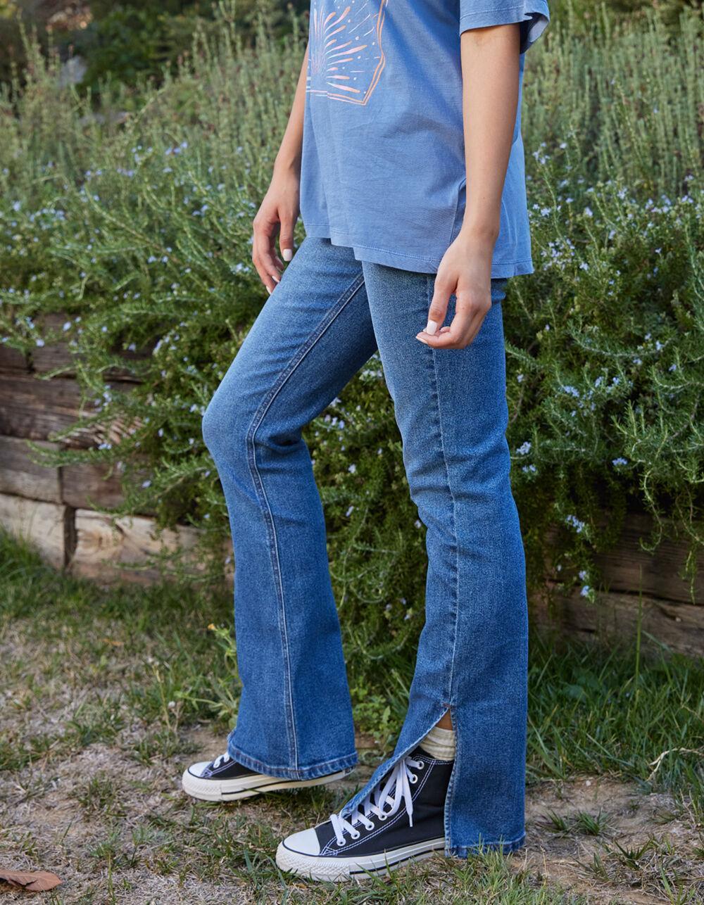 RSQ Womens Side Slit Flare Comfort Jeans - MEDIUM INDIGO Product Image