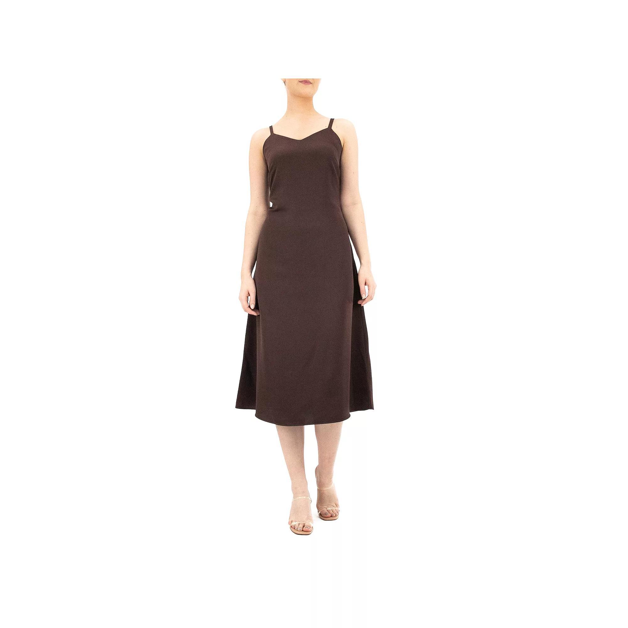 Women's Nina Leonard Crepe Midi Slip Dress, Size: Medium, 2coca Product Image