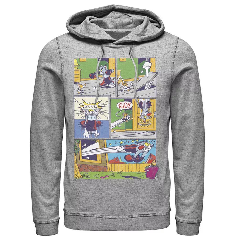 Men's Tom And Jerry Fight Scene Comic Panels Hoodie, Size: Medium, Athletic Grey Product Image